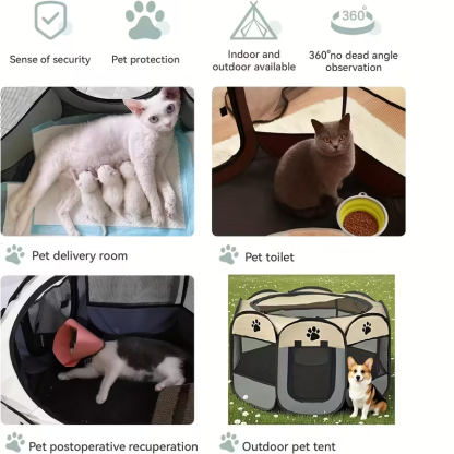 Foldable Pet Playpen For Dogs & Cats