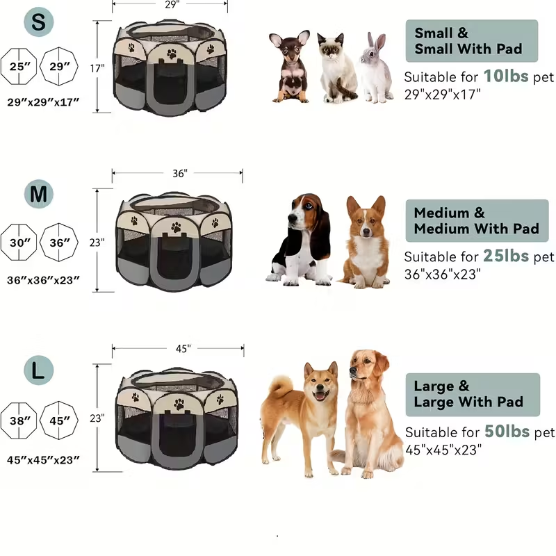 Foldable Pet Playpen For Dogs & Cats