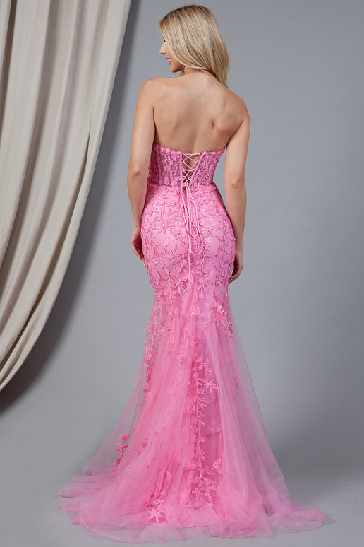Rainn Gown - Black - Strapless Lace Corset Dress-Vavasi