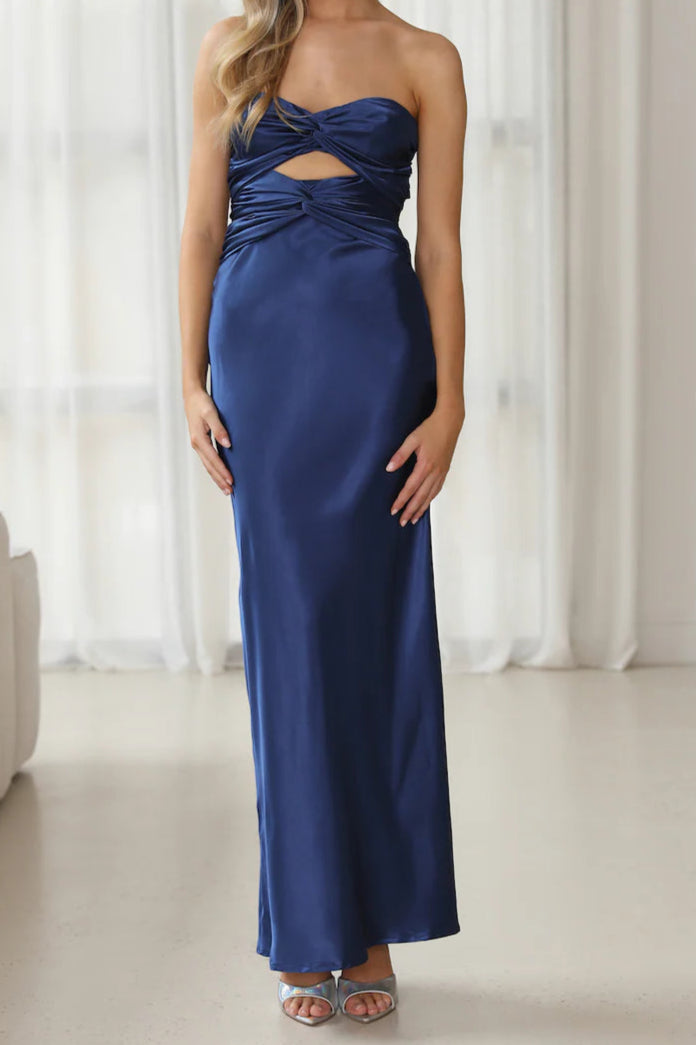 Harley Satin Maxi Dress - Navy-Vavasi