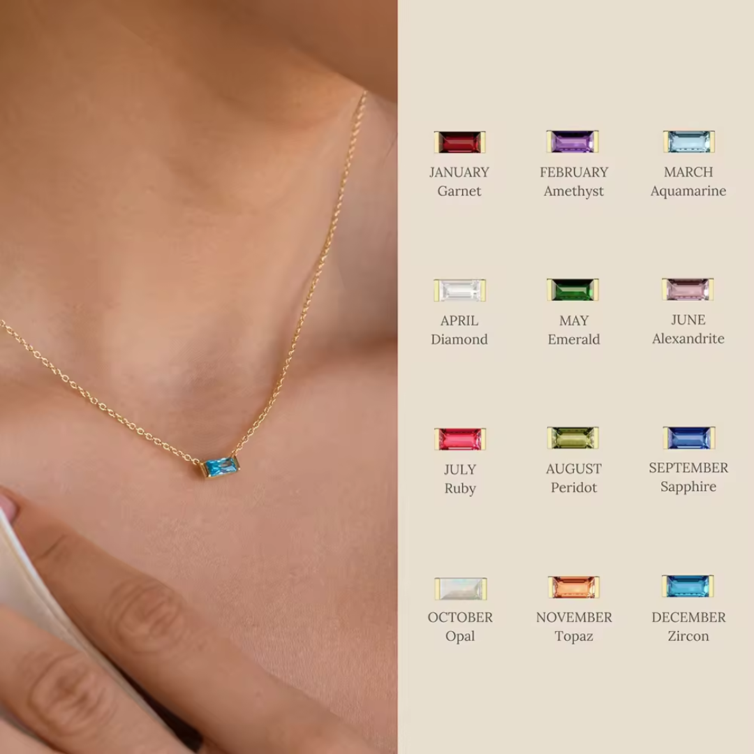 CZ Birthstone Necklace in Gold-Vavasi
