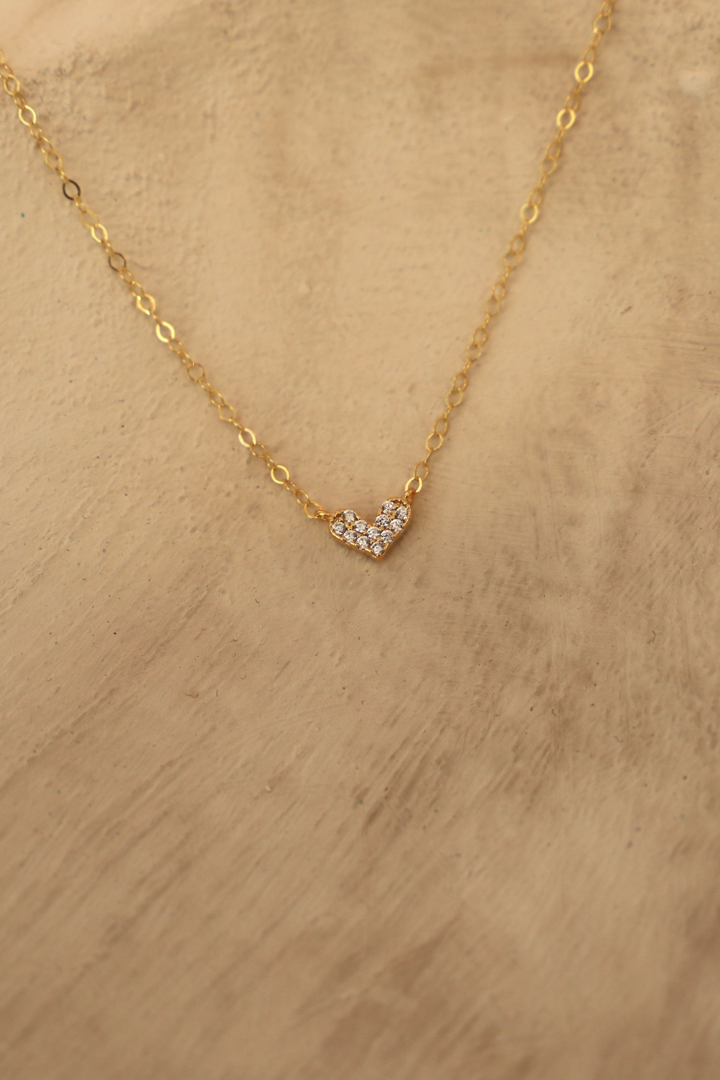 CZ FLOATING HEART NECKLACE-Vavasi