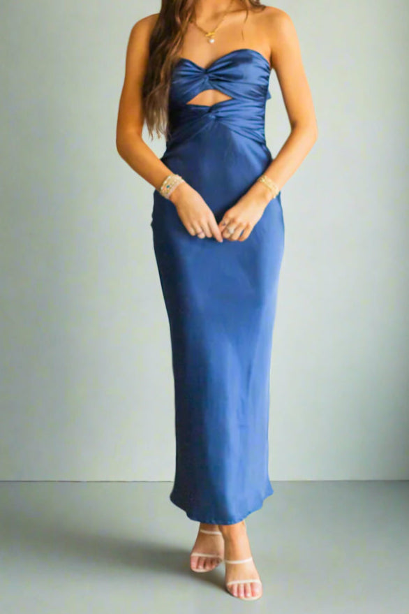 Harley Satin Maxi Dress - Navy-Vavasi
