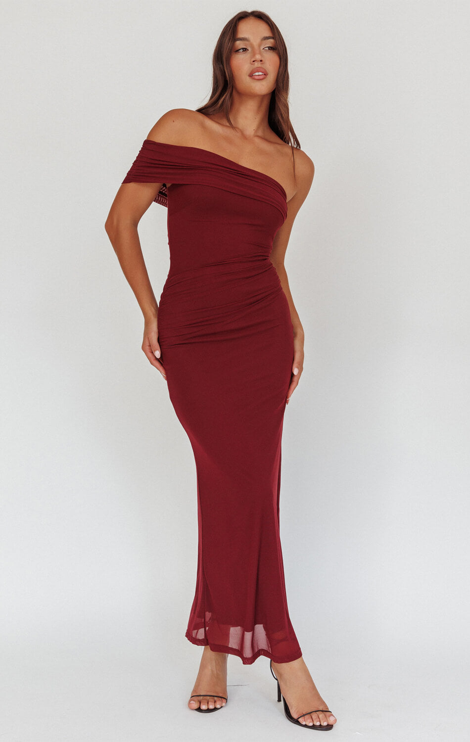 ALISON OFF THE SHOULDER MAXI DRESS - WINE-Vavasi