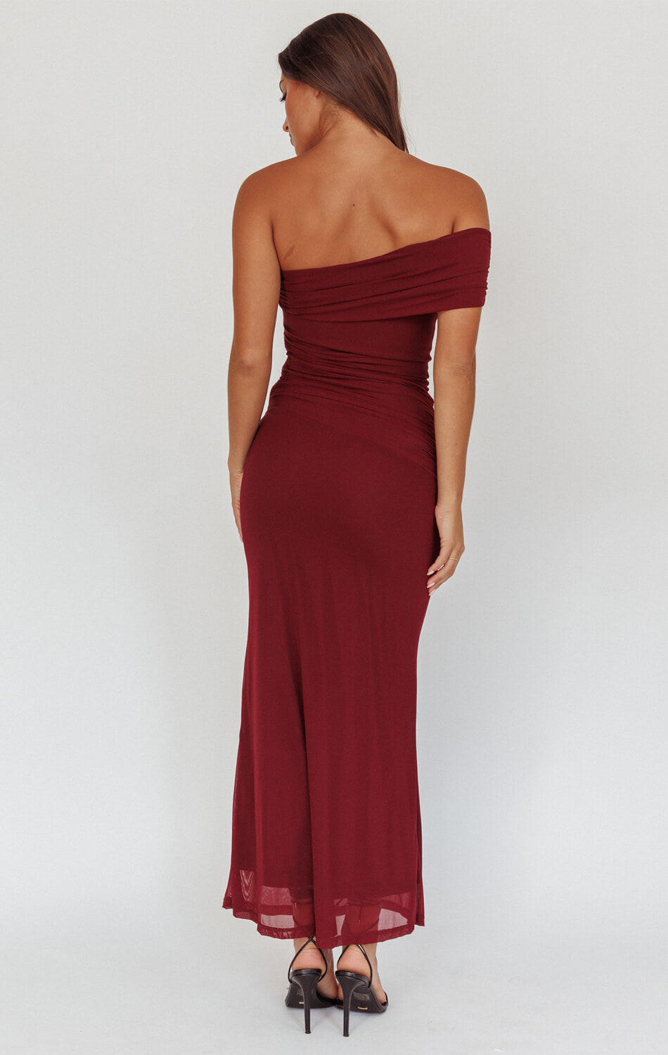ALISON OFF THE SHOULDER MAXI DRESS - WINE-Vavasi