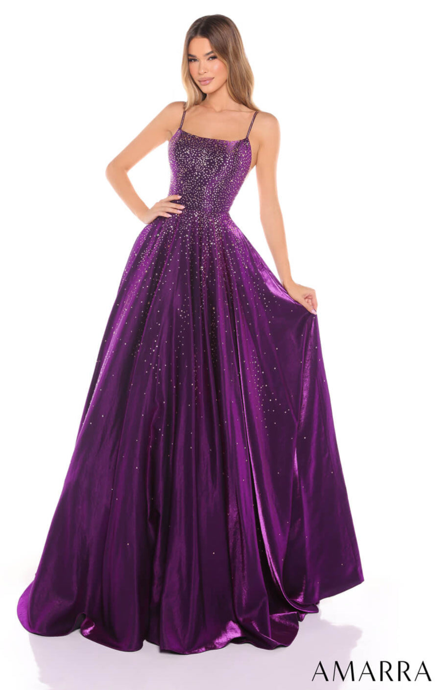 87292 - Amarra - Hot Stone Ball Gown With Scoop Neckline-Vavasi