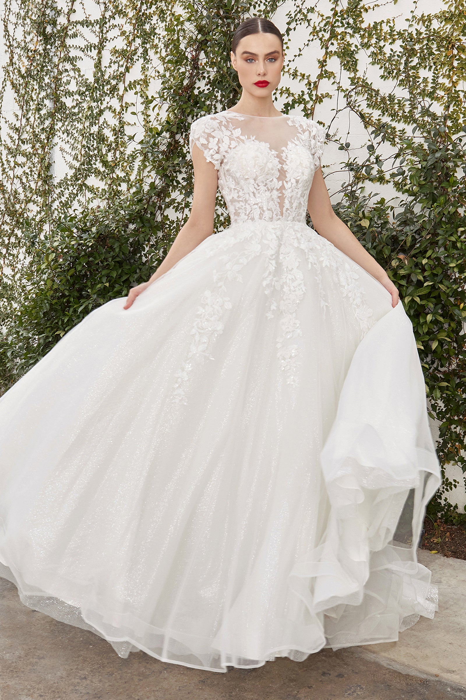 A1082W - CATHERINE CAP SLEEVE LACE BALL GOWN - Andrea & Leo-Vavasi