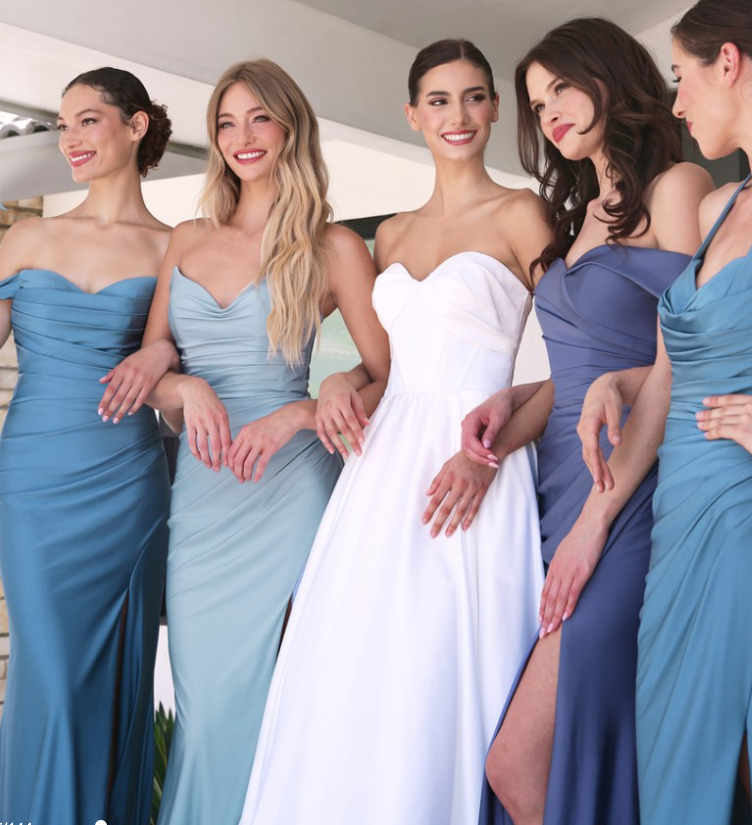 Freya Gown - Smoky Blue - OFF THE SHOULDER STRETCH SPANDEX DRESS-Vavasi