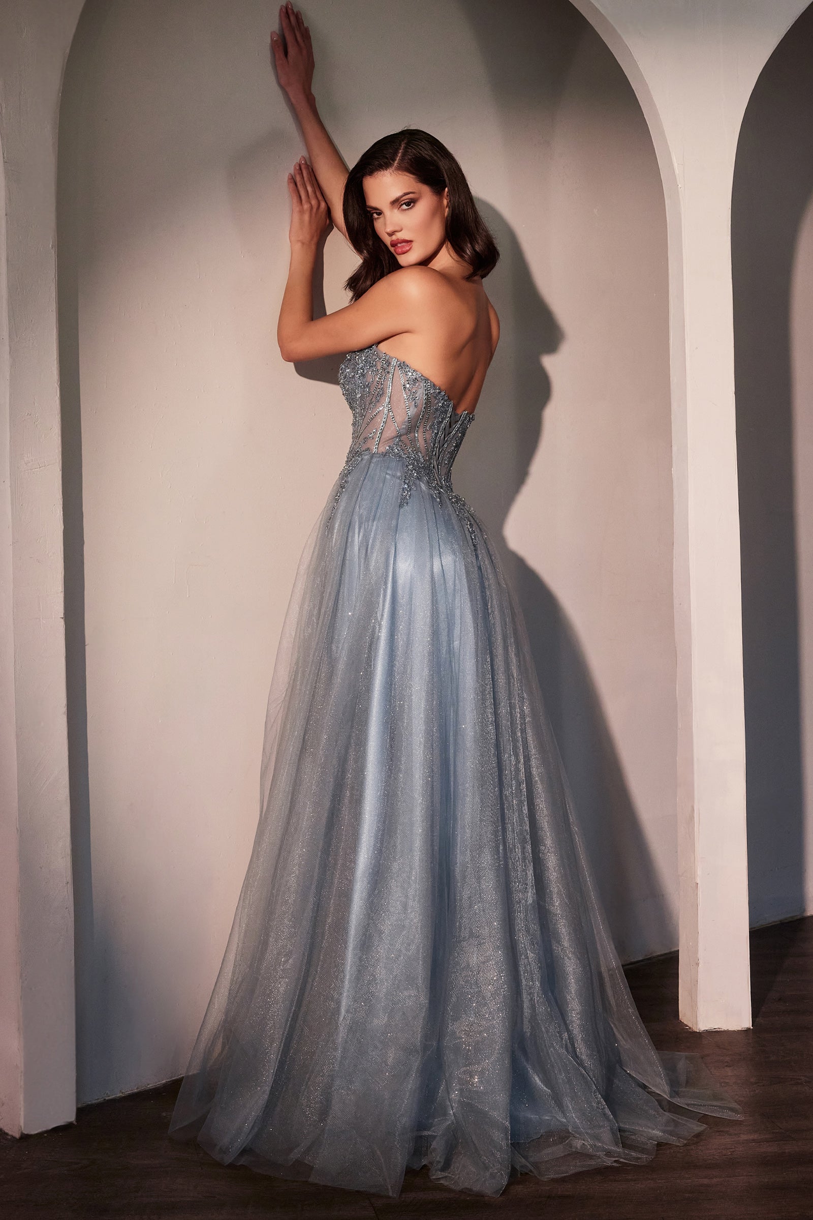 MERI GOWN - STRAPLESS LAYERED TULLE A-LINE DRESS-Vavasi