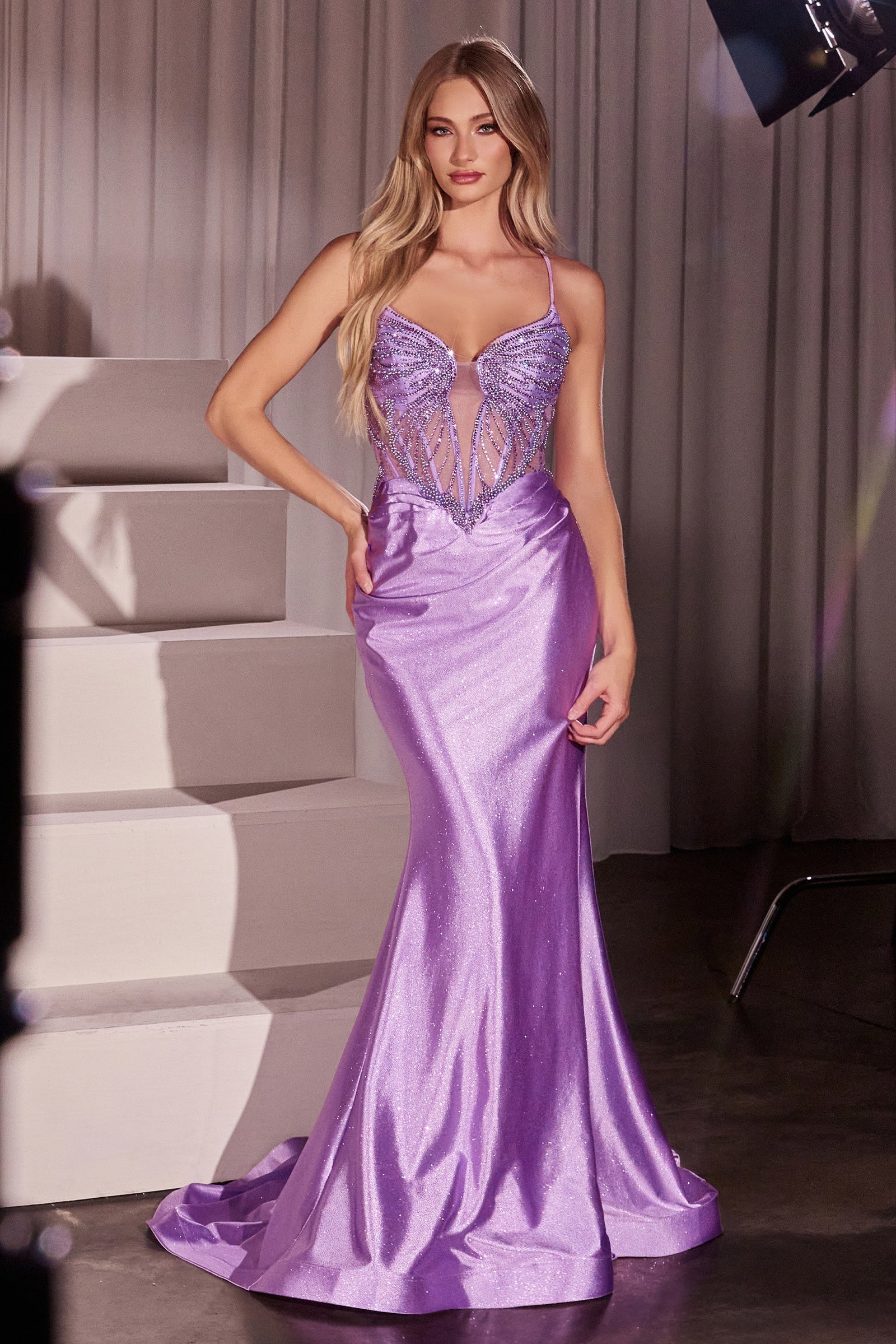 Phoenix Gown - Crystal-Embellished Satin Fitted Dress-Vavasi