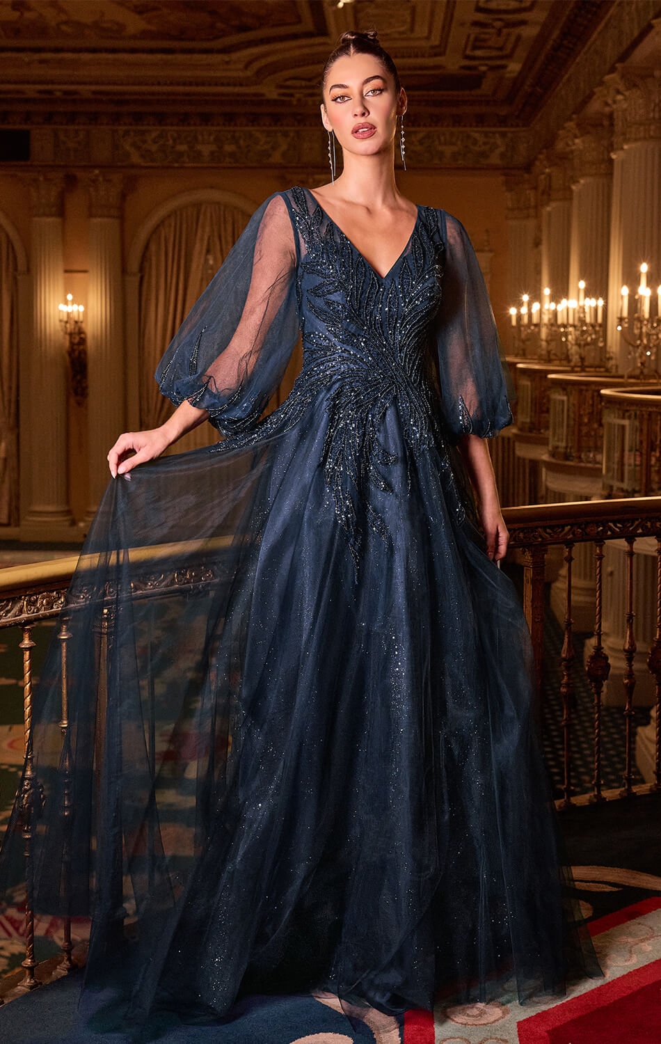 CHARITY GOWN - TULLE A-LINE GOWN WITH LONG SLEEVES-Vavasi