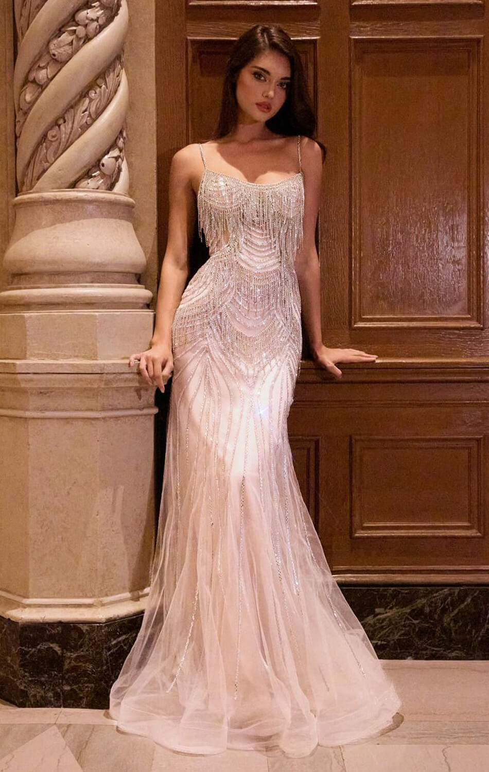 Cairo Gown - Fringe-Embellished Mermaid Gown-Vavasi