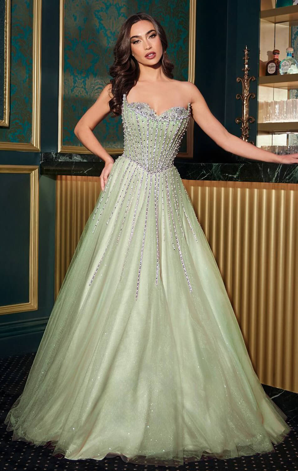 AUGUSTINE GOWN - STRAPLESS BEADED BALL GOWN-Vavasi