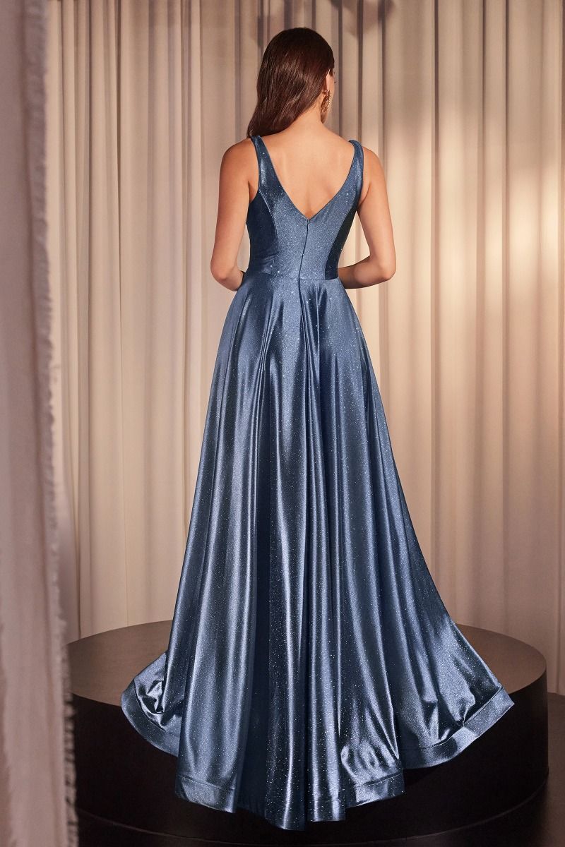Cecily Gown - Red - GLIMMERING STRETCH SATIN A-LINE DRESS-Vavasi