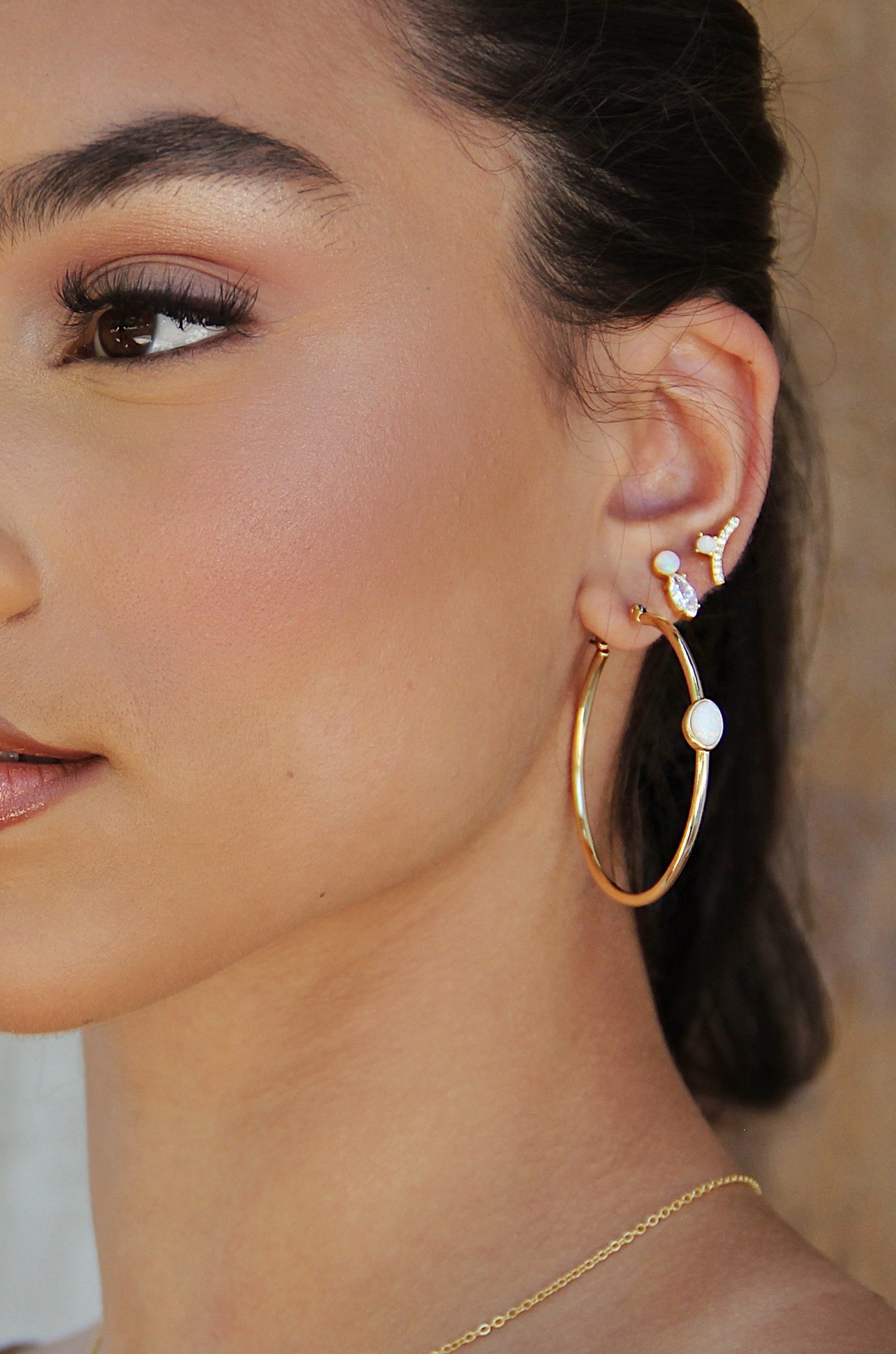 A Drop of Opal Hoop Earrings-Vavasi