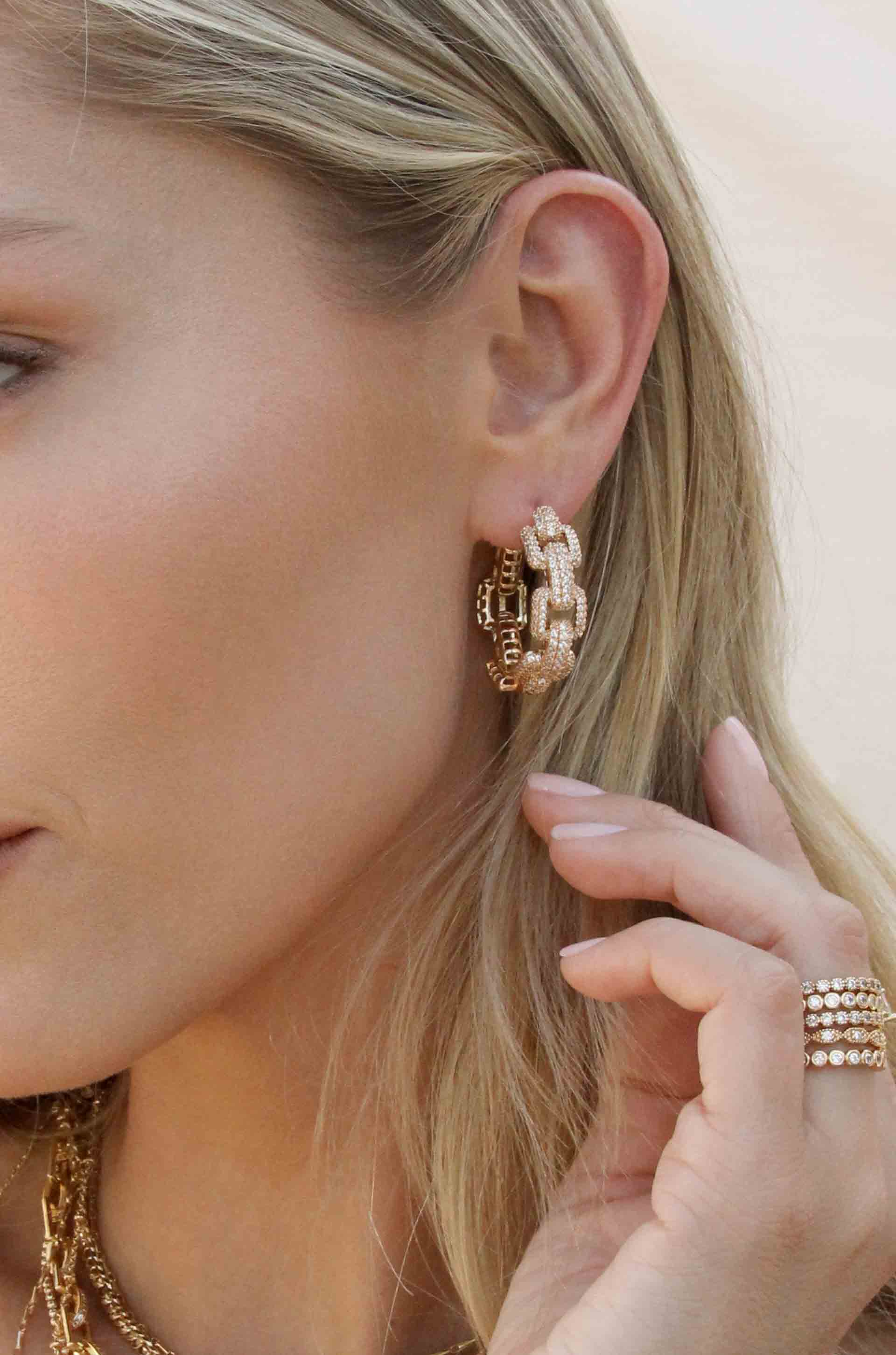 Crystal Chain Link Hoops-Vavasi