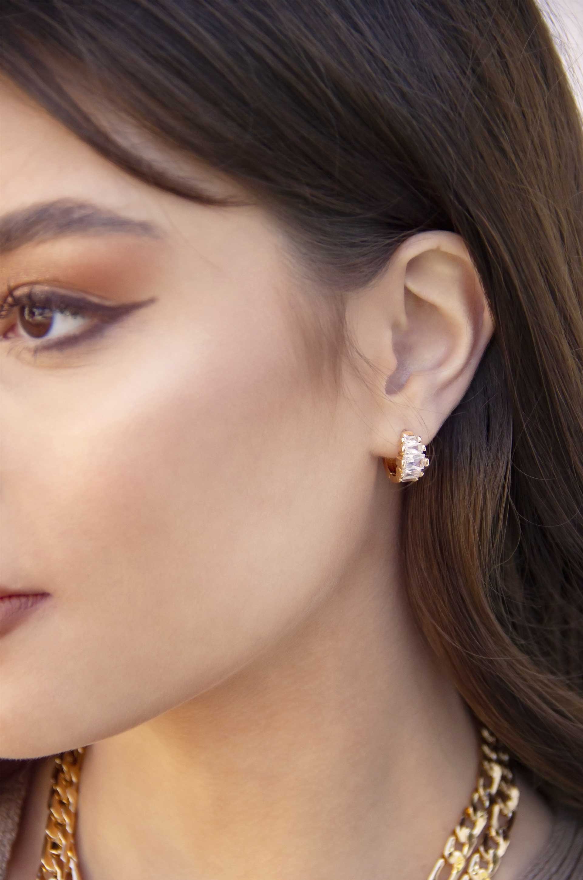 Diamond Shine Mini Hoop Earrings-Vavasi