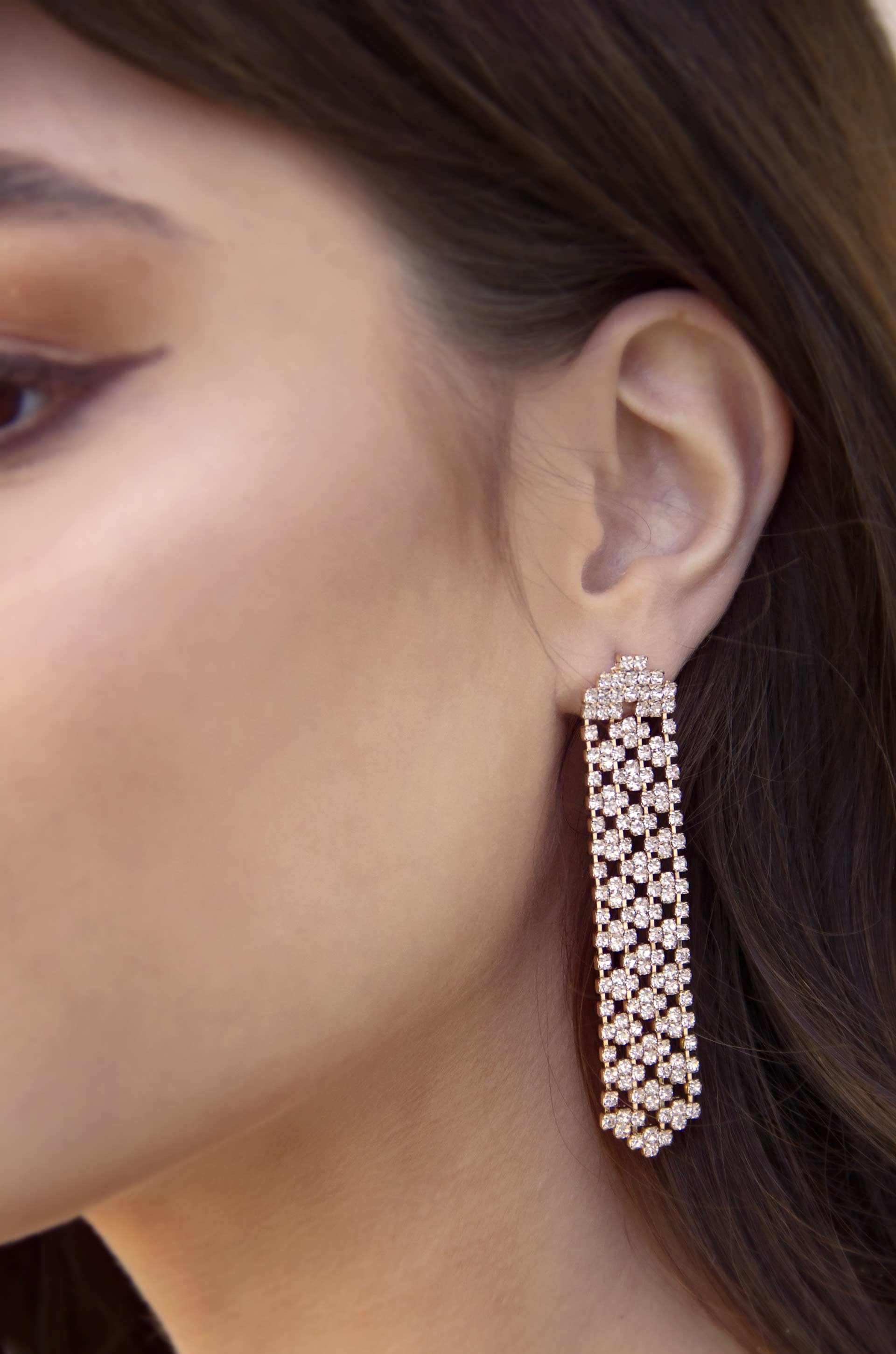 Crystal Quilted Dangle Earrings-Vavasi