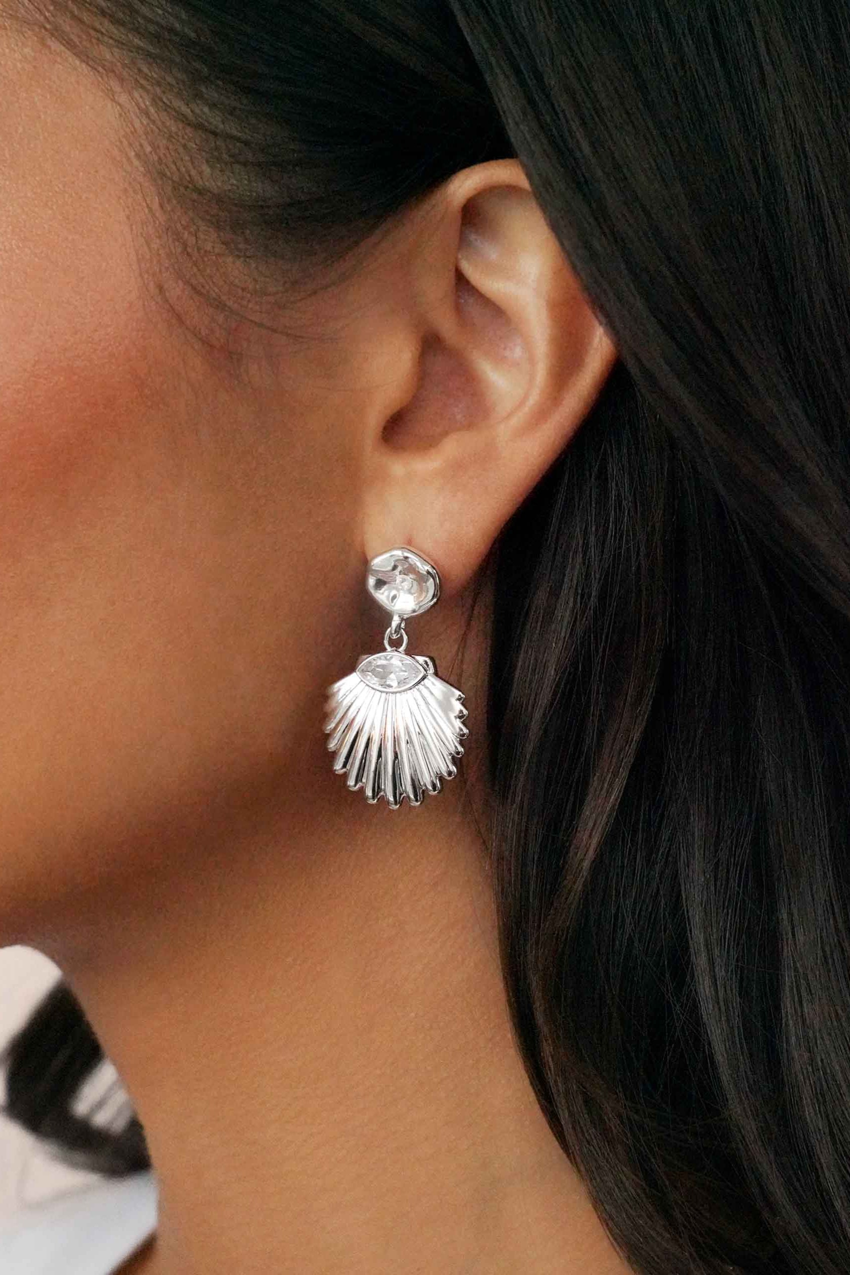 Santorini Shell Drop Earrings-Vavasi