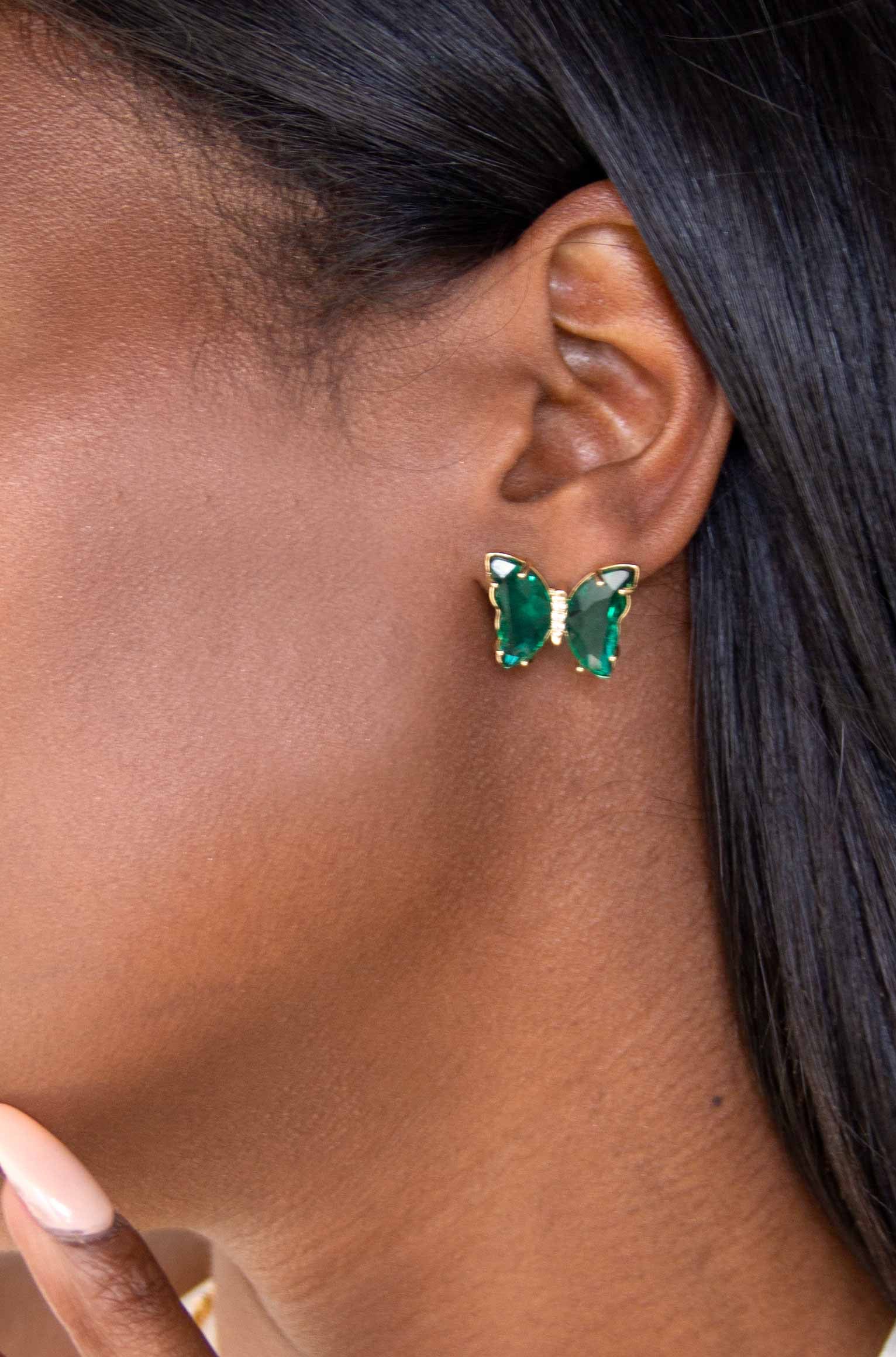 Flutter Away Crystal Earrings-Vavasi