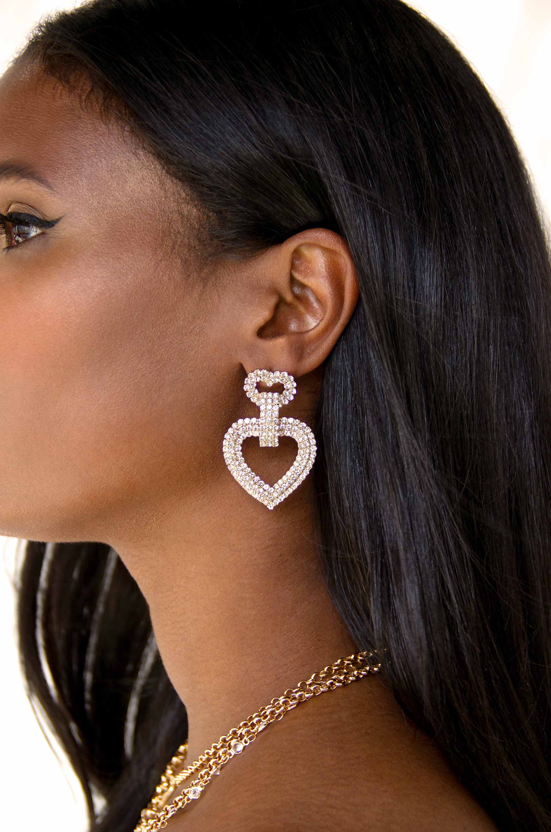 Dove Drop Heart Crystal Earrings-Vavasi