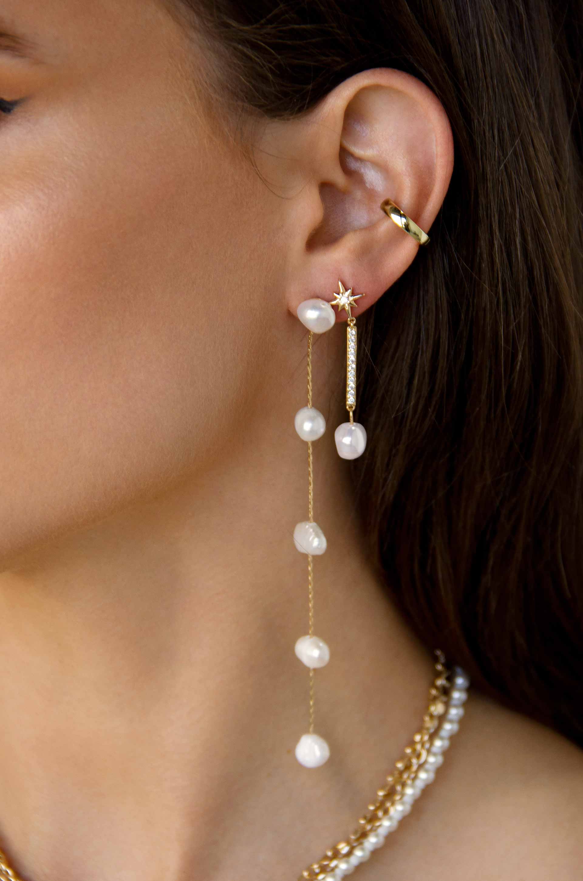 Dripping Pearl Delicate Drop Earrings-Vavasi