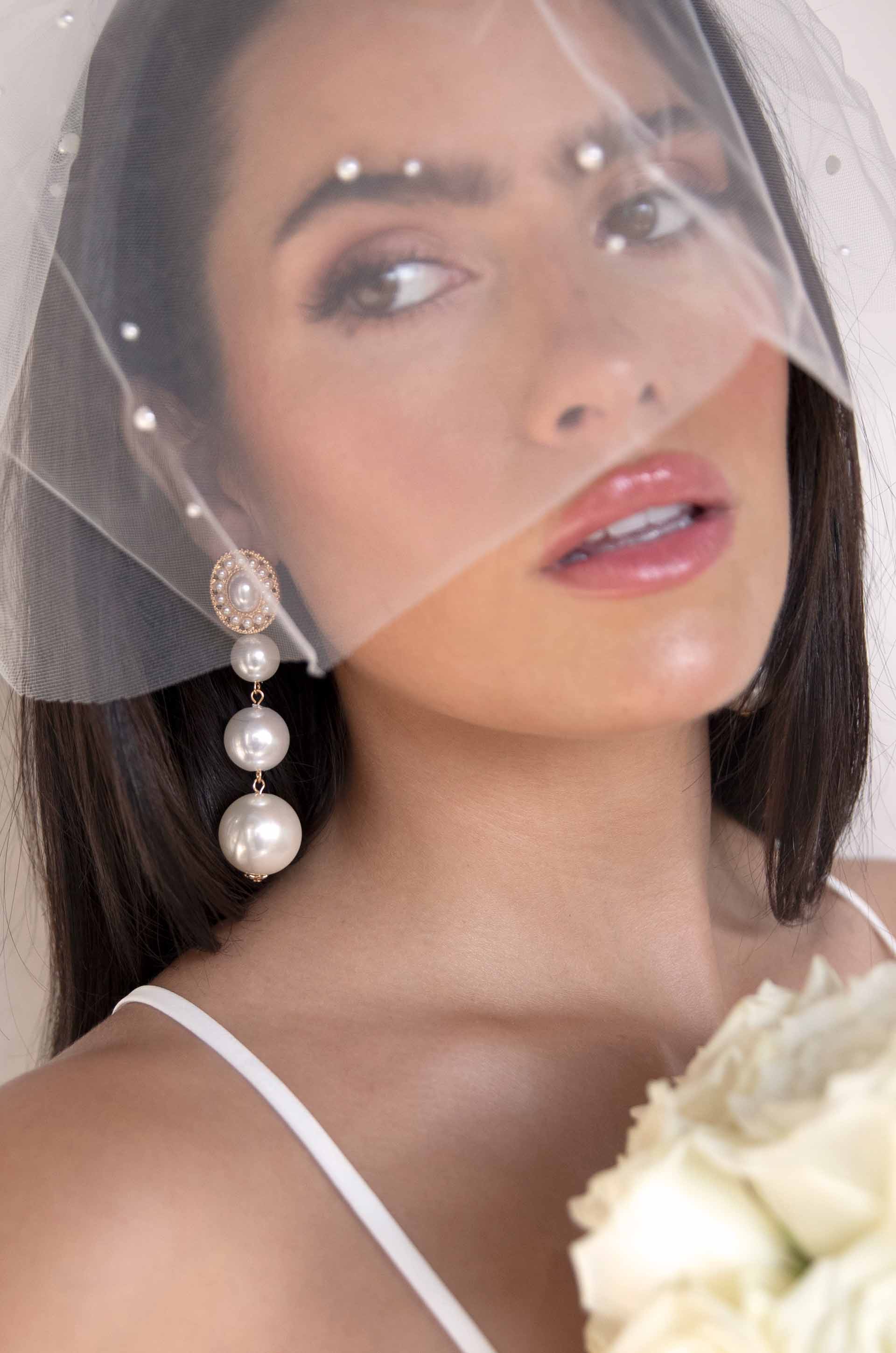 Graduating Pearl Dangle Earrings-Vavasi