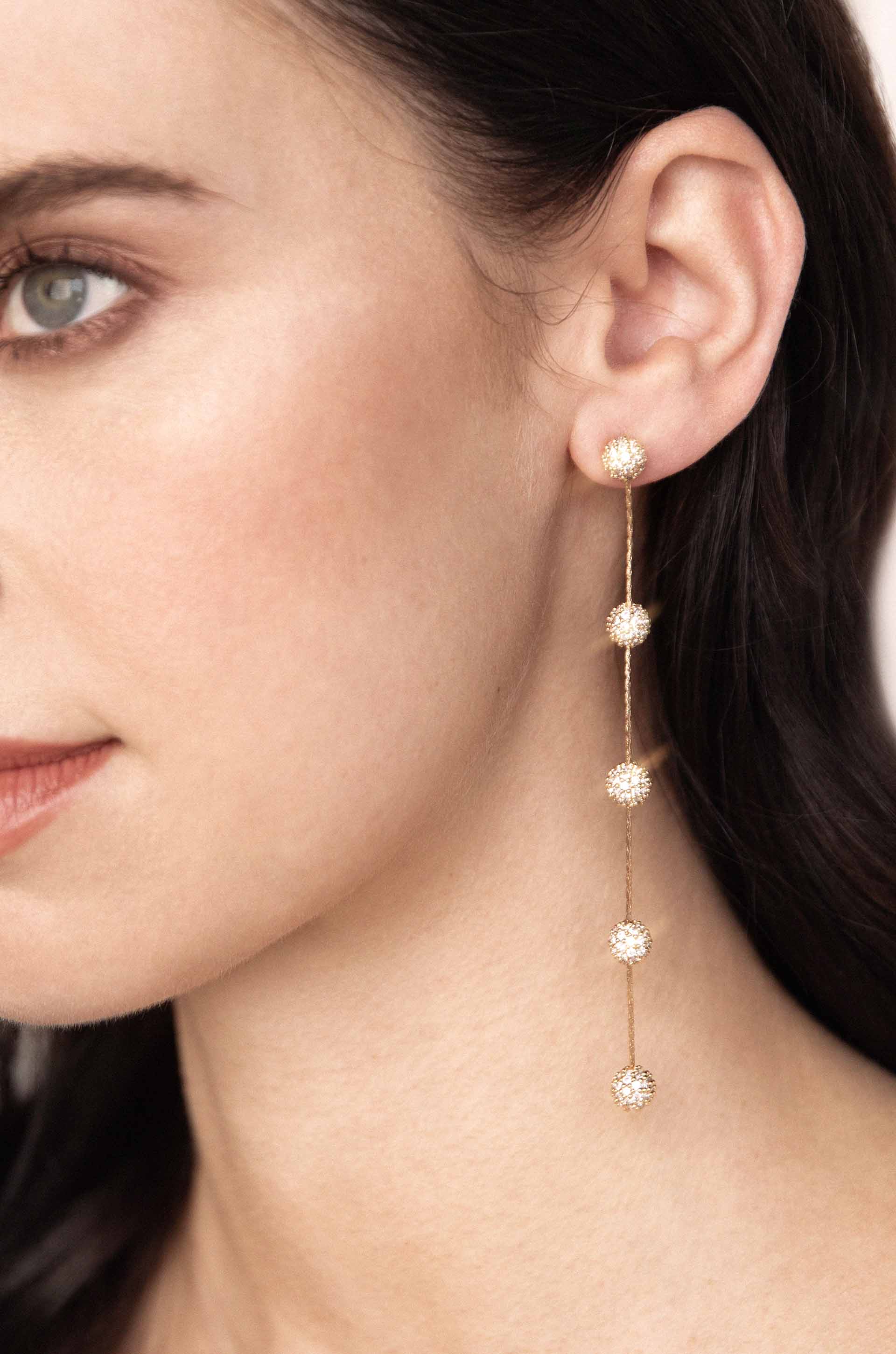 Crystal Ball Drop Earrings-Vavasi