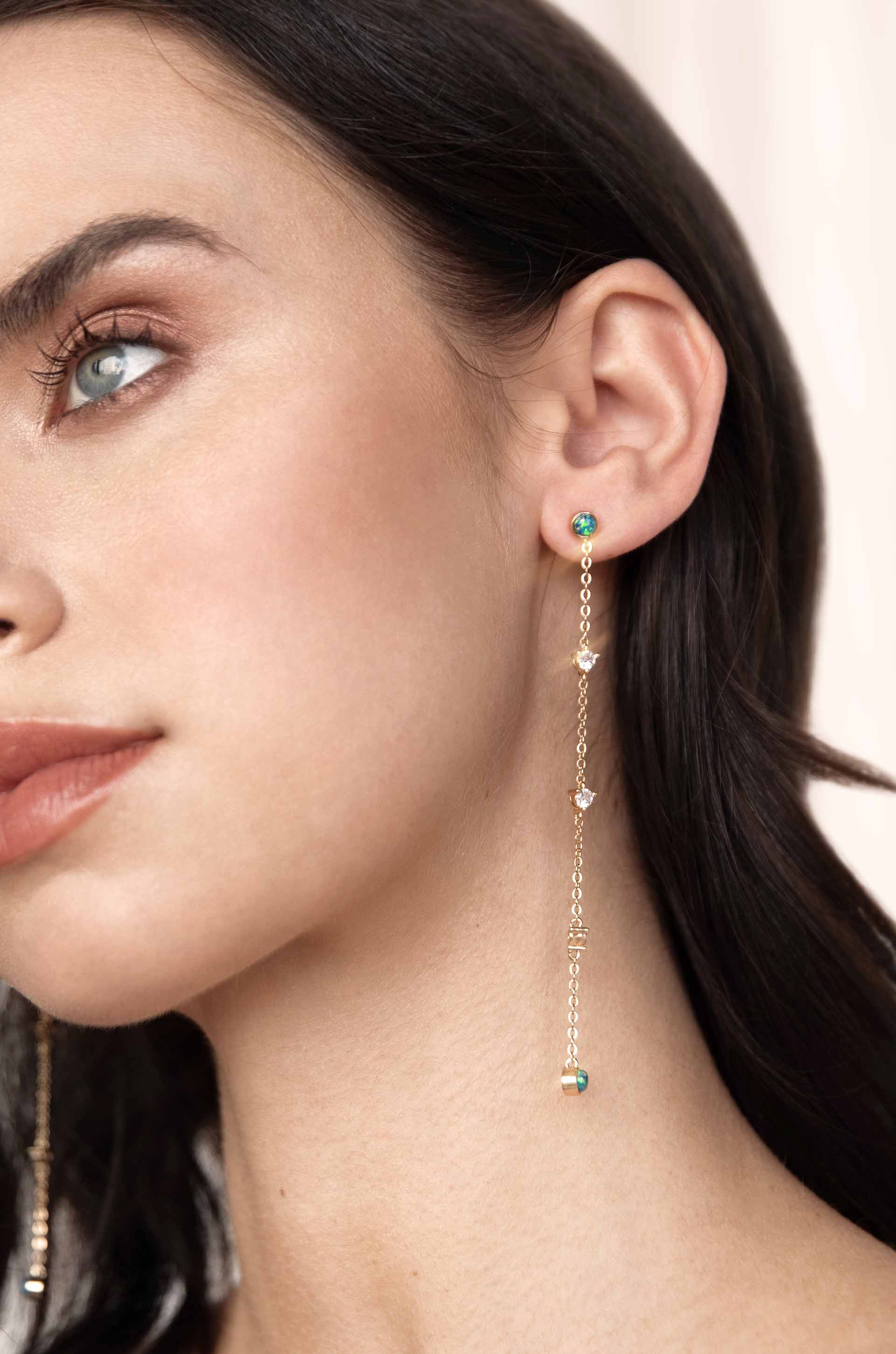 Green Kyocera Opal Drop Earrings-Vavasi
