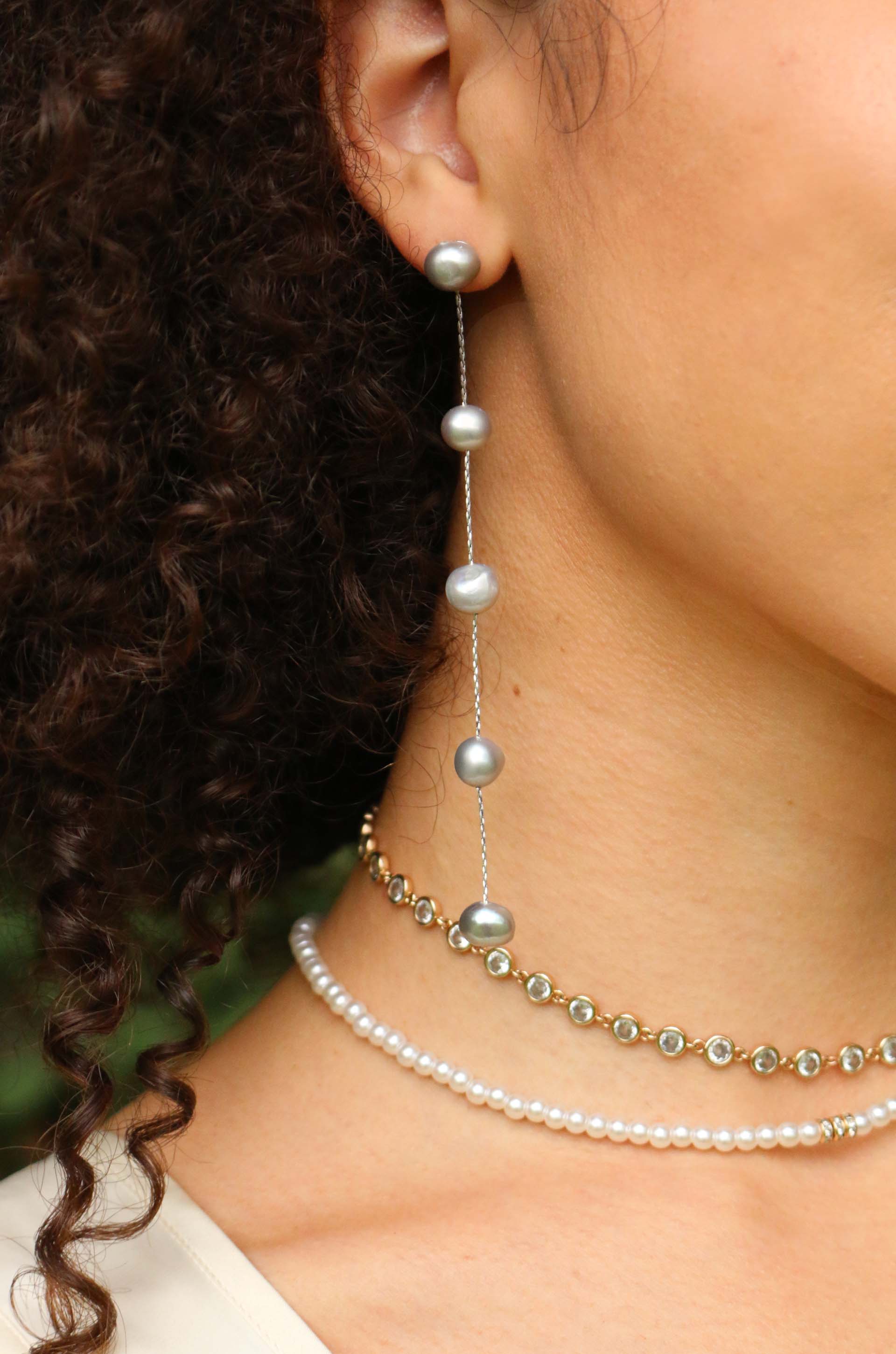 Dripping Pearl Delicate Drop Earrings-Vavasi