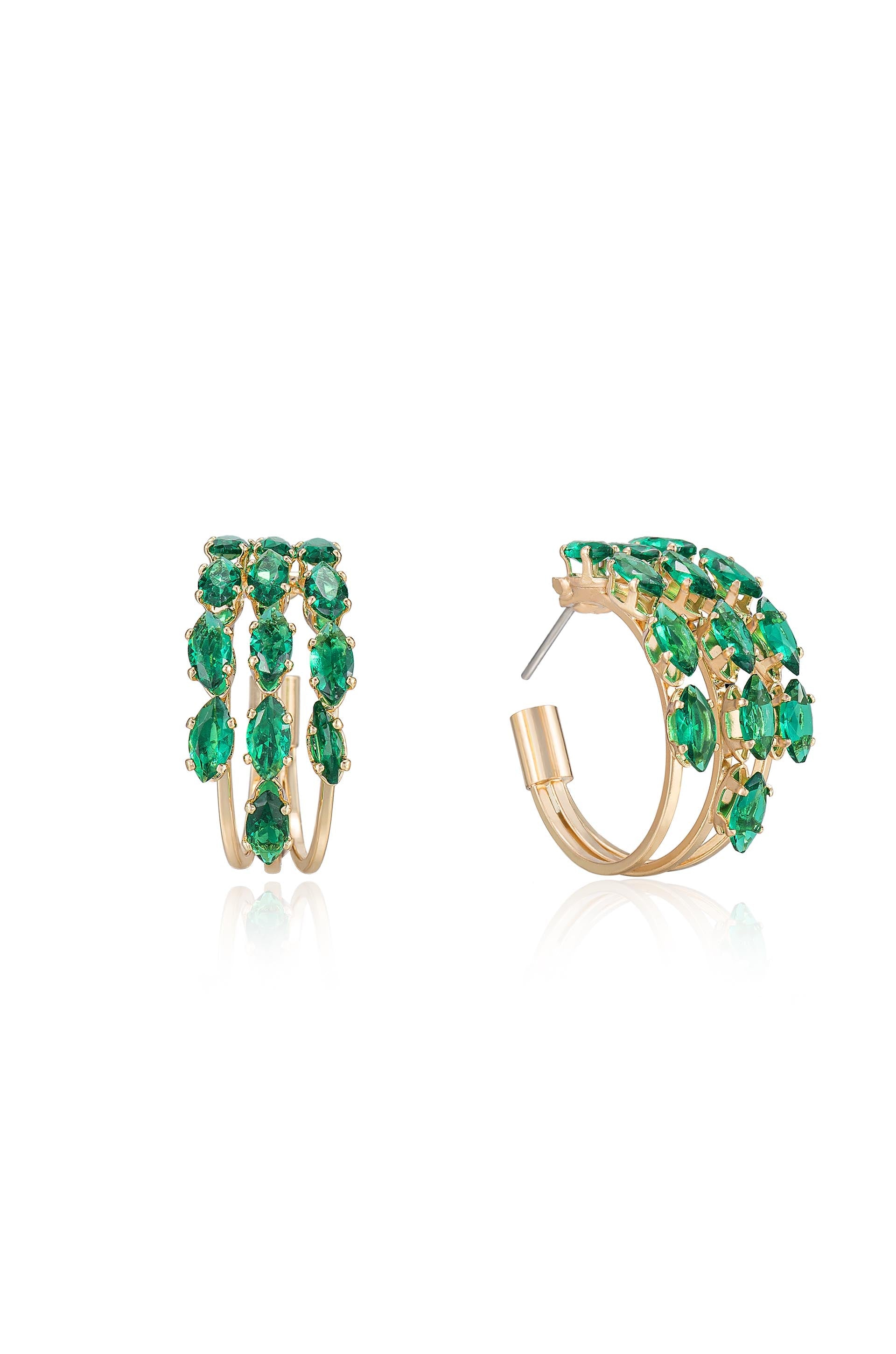 Multi-Crystal Huggie Hoop Earrings-Vavasi
