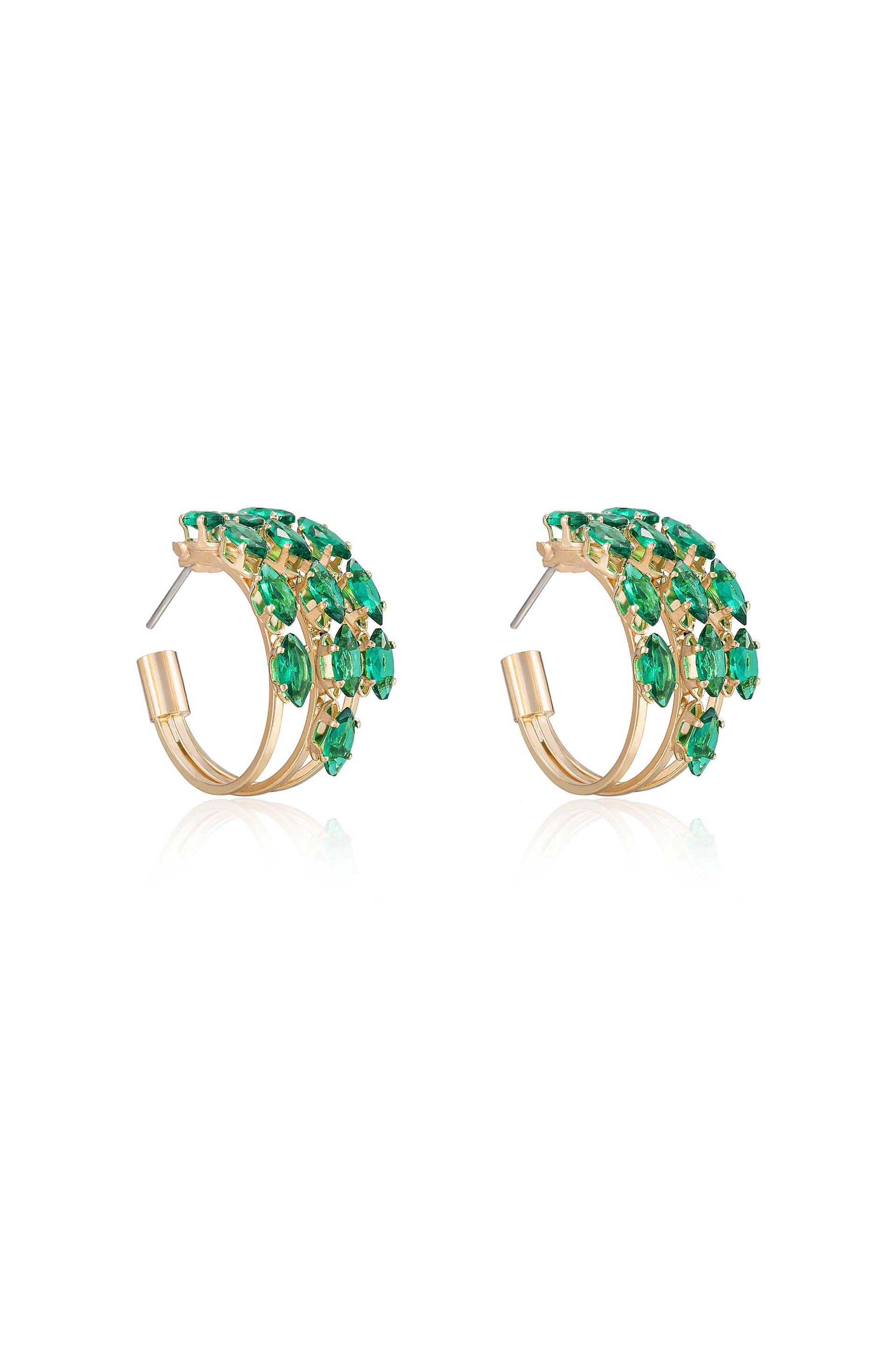 Multi-Crystal Huggie Hoop Earrings-Vavasi