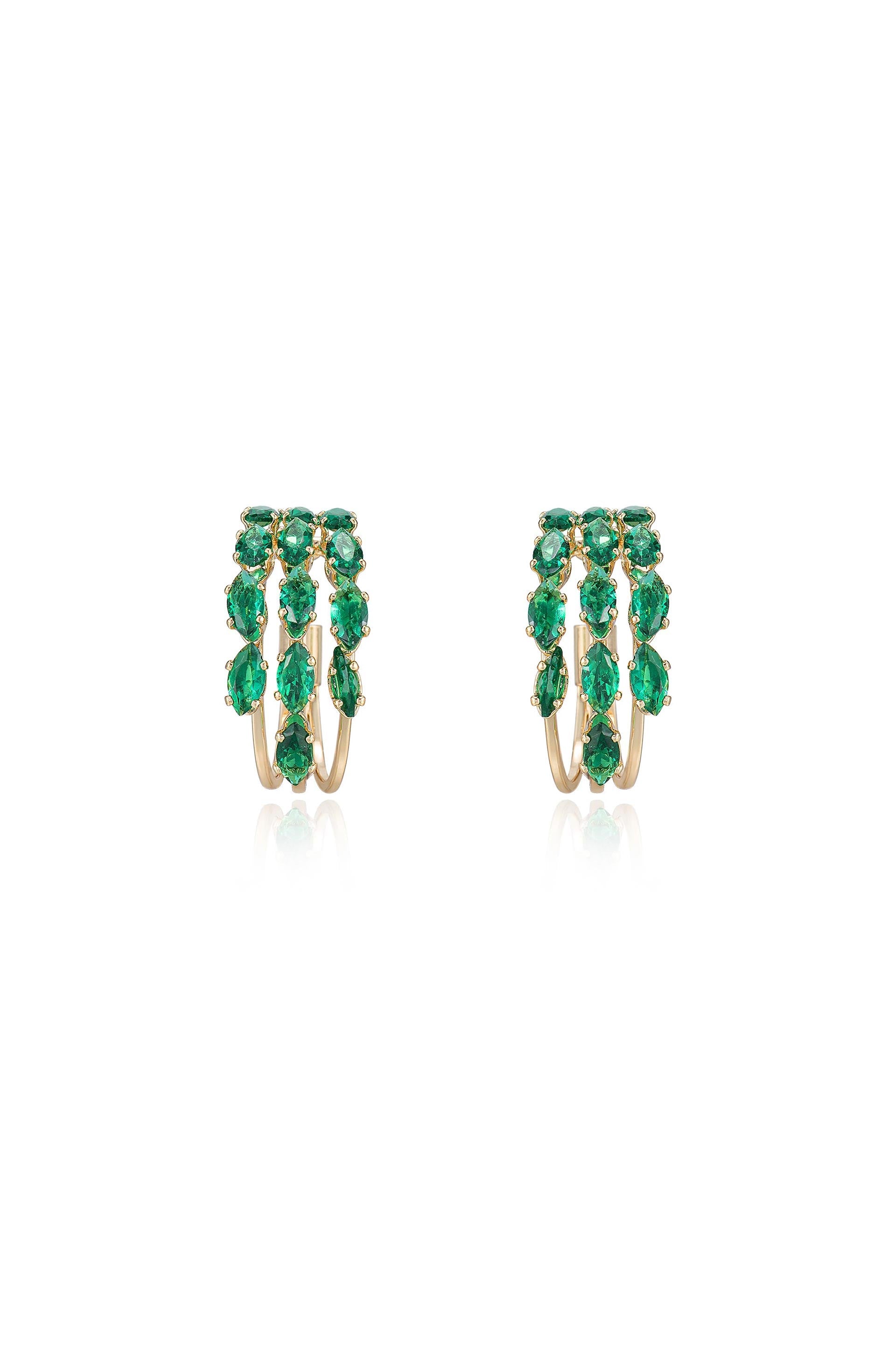 Multi-Crystal Huggie Hoop Earrings-Vavasi