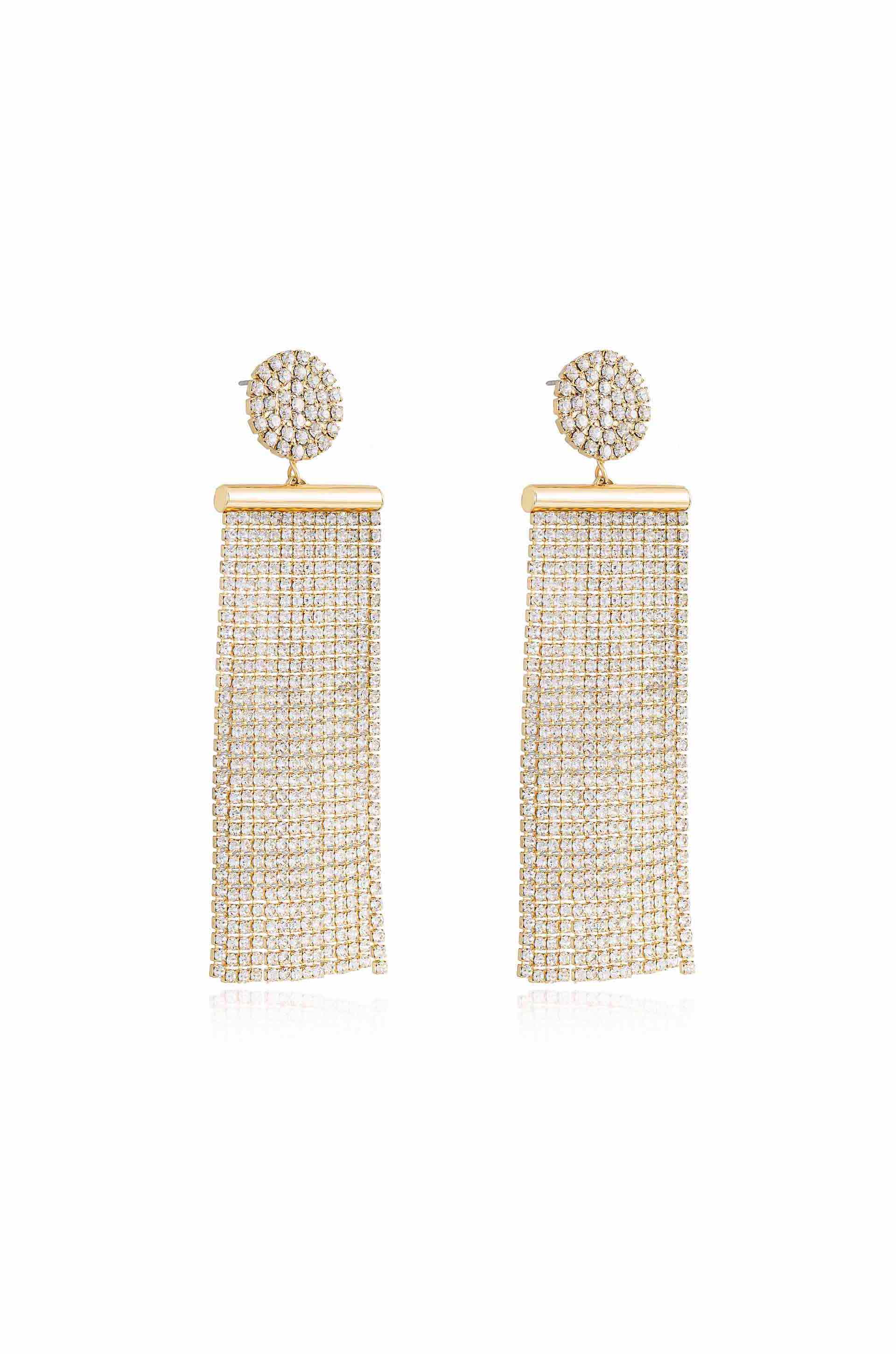 All the Movement Crystal Fringe Earrings-Vavasi