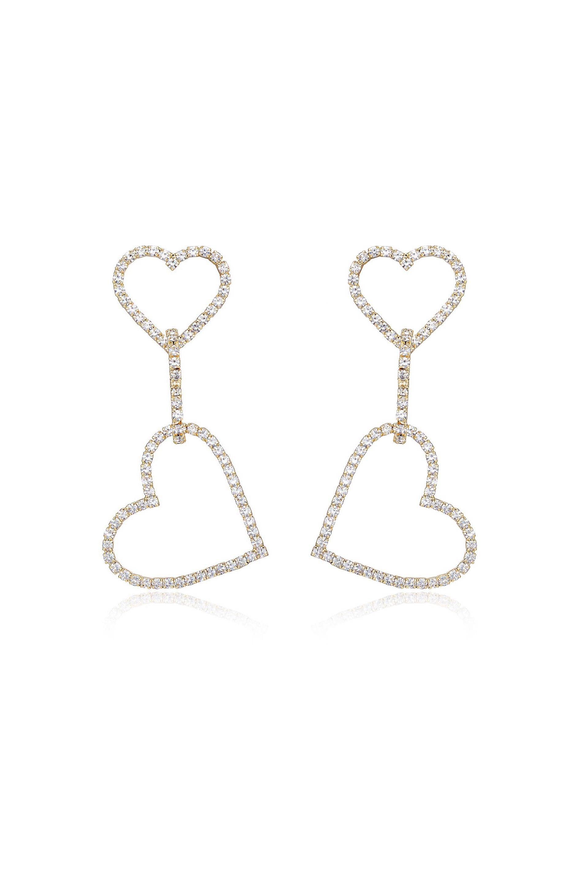 Heart On Sleeve Crystal Earrings-Vavasi