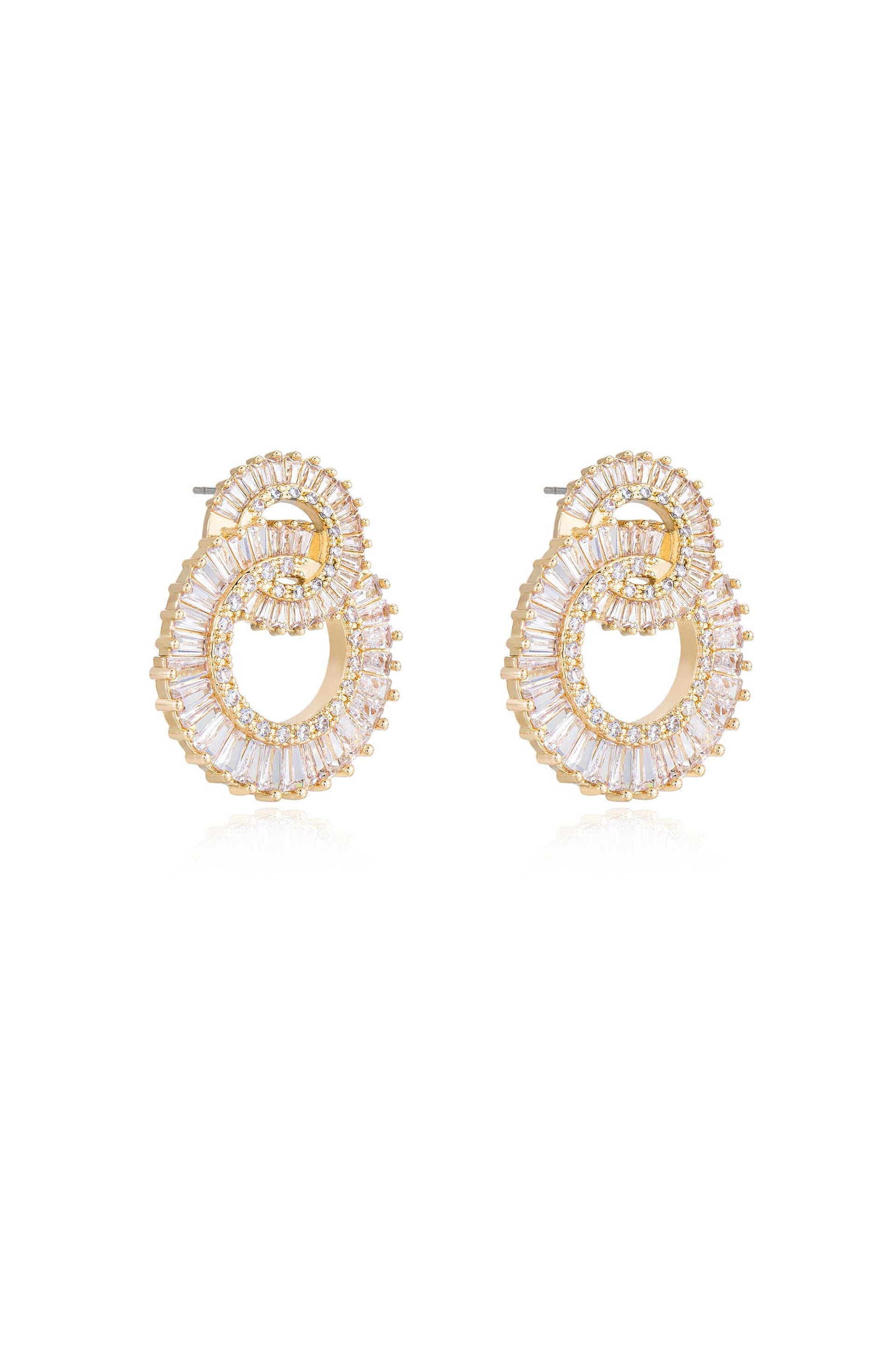 Rotating Circles Crystal Earrings-Vavasi
