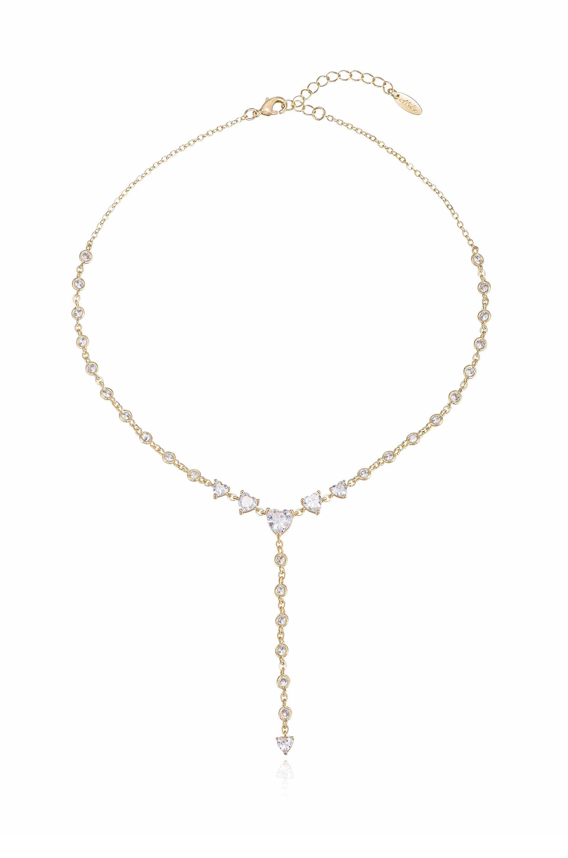 Queen of Hearts Crystal Lariat Necklace-Vavasi