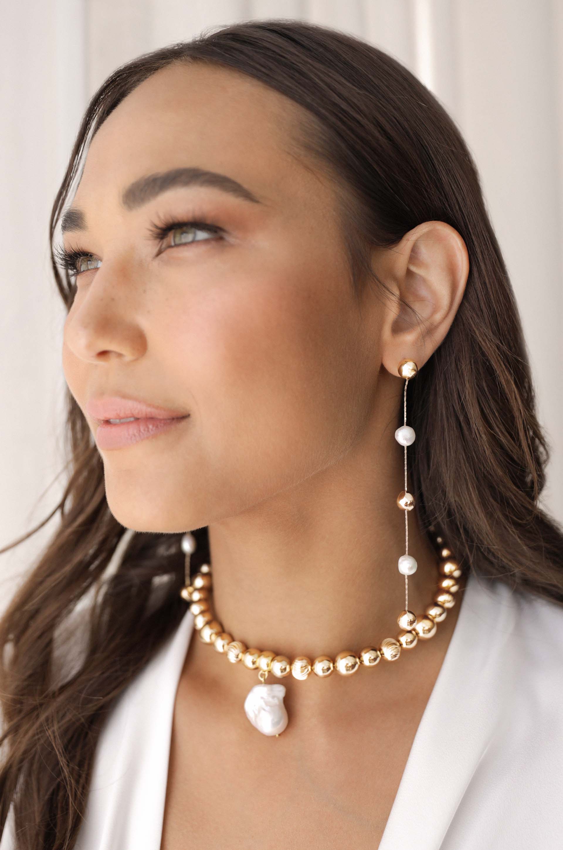 Alternating Freshwater Pearl Drop Earrings-Vavasi