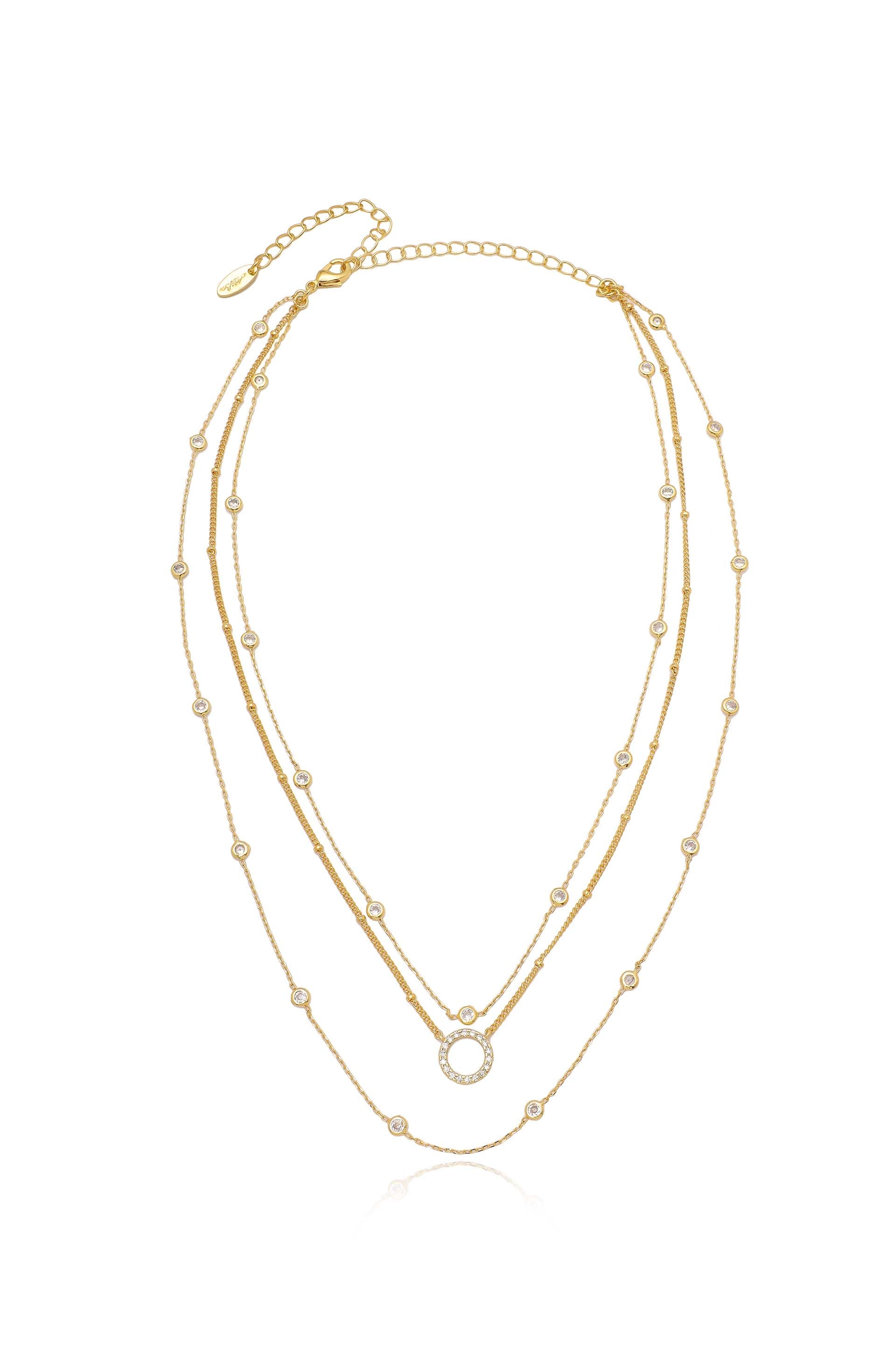 Monroe Crystal Strand Layered Necklace-Vavasi