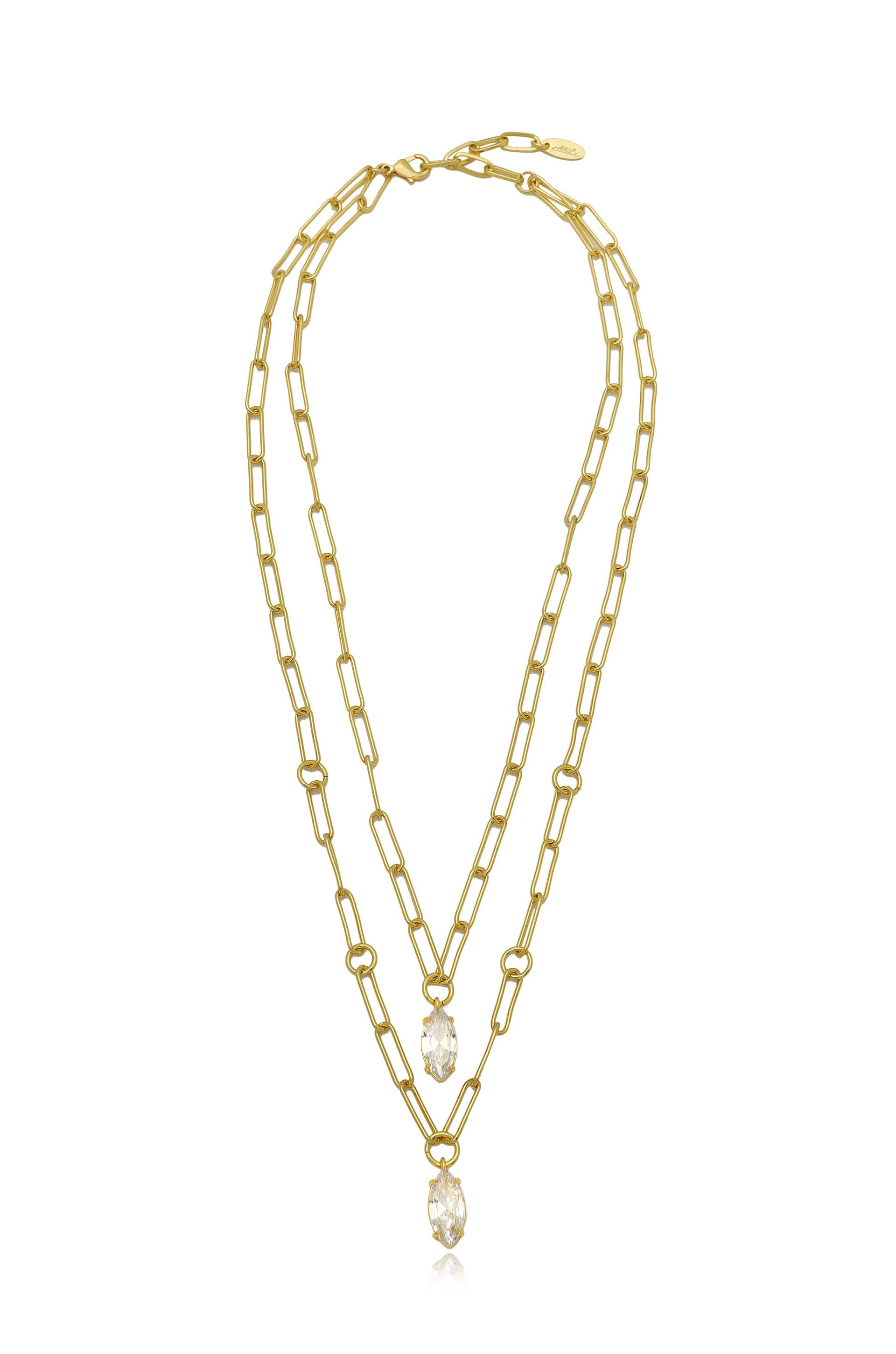 Double Layered Crystal Pendant Necklace-Vavasi