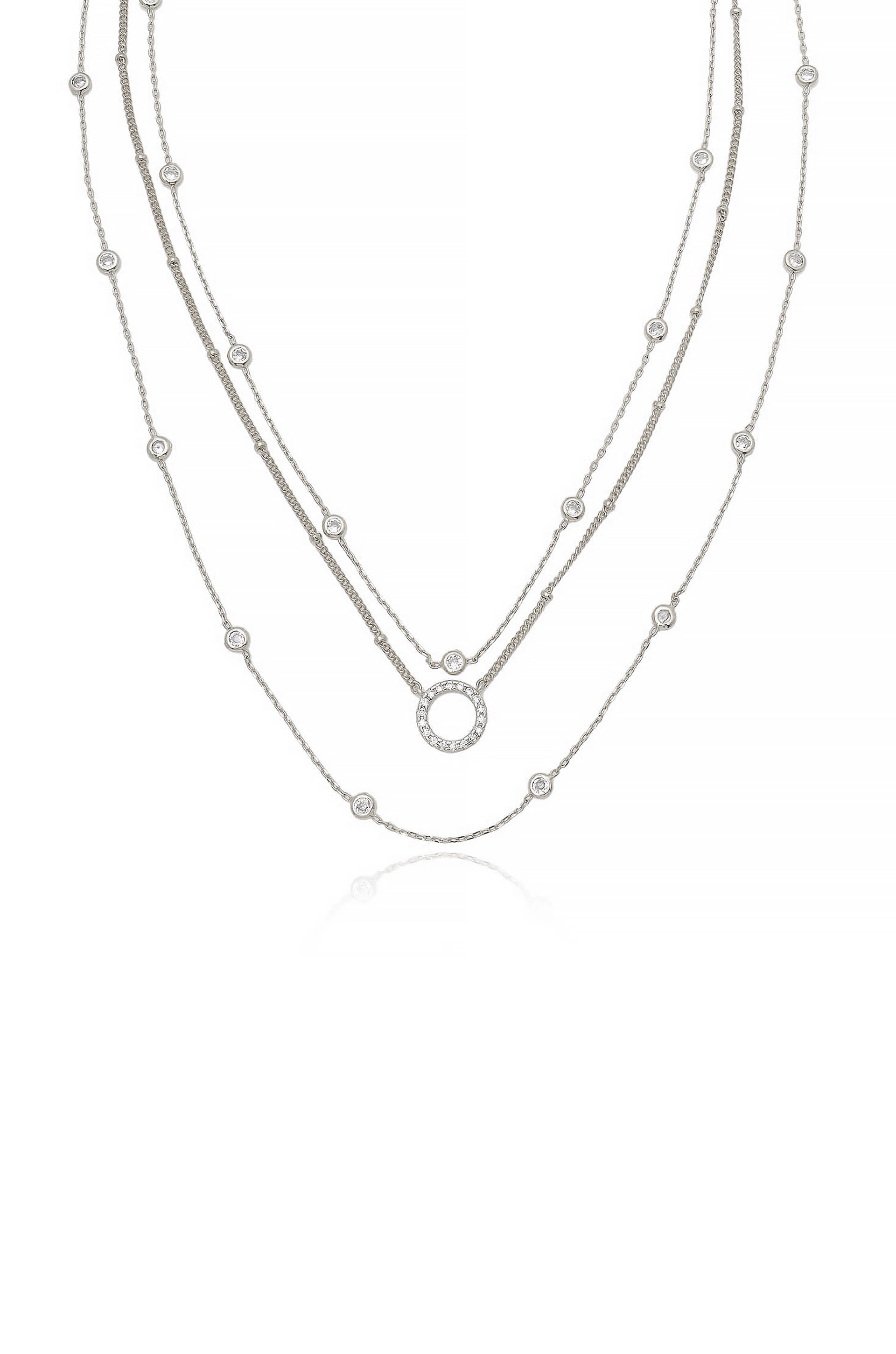 Monroe Crystal Strand Layered Necklace-Vavasi
