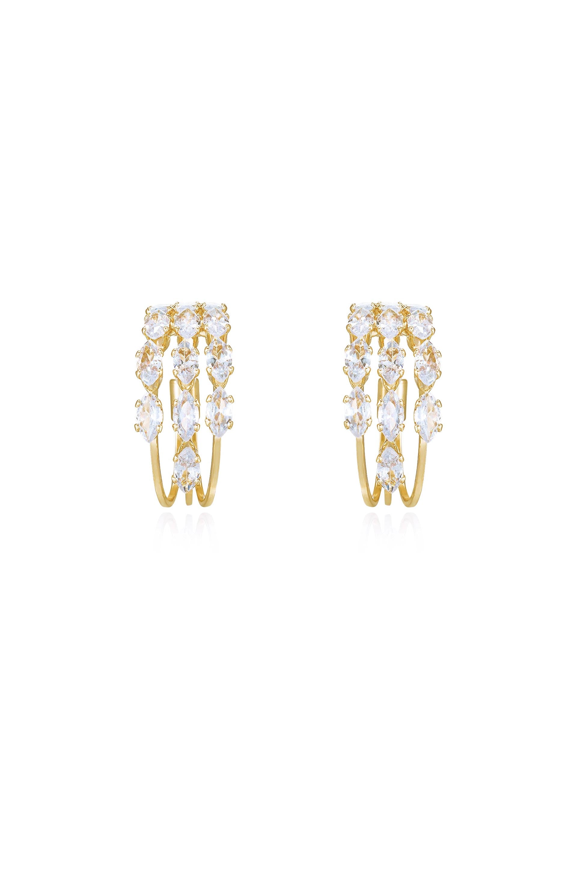 Multi-Crystal Huggie Hoop Earrings-Vavasi