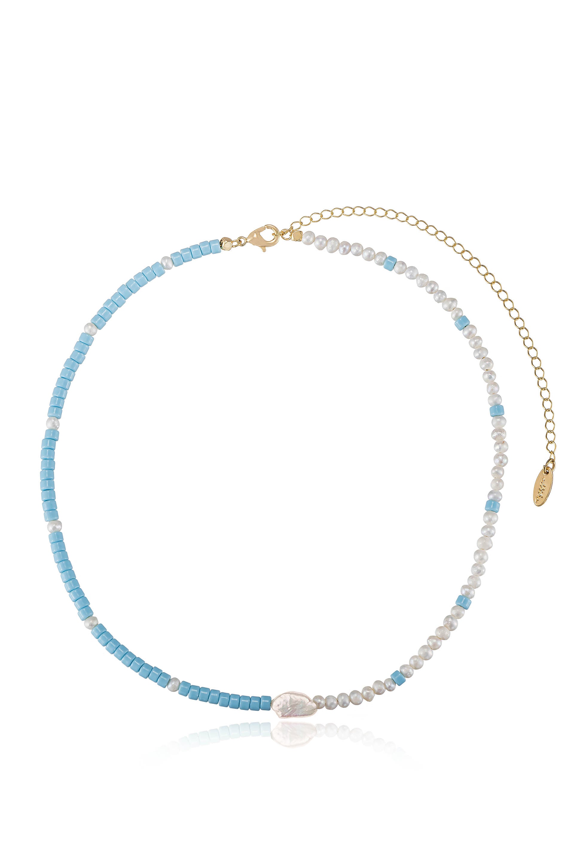 Turquoise and Pearl Strand Necklace-Vavasi
