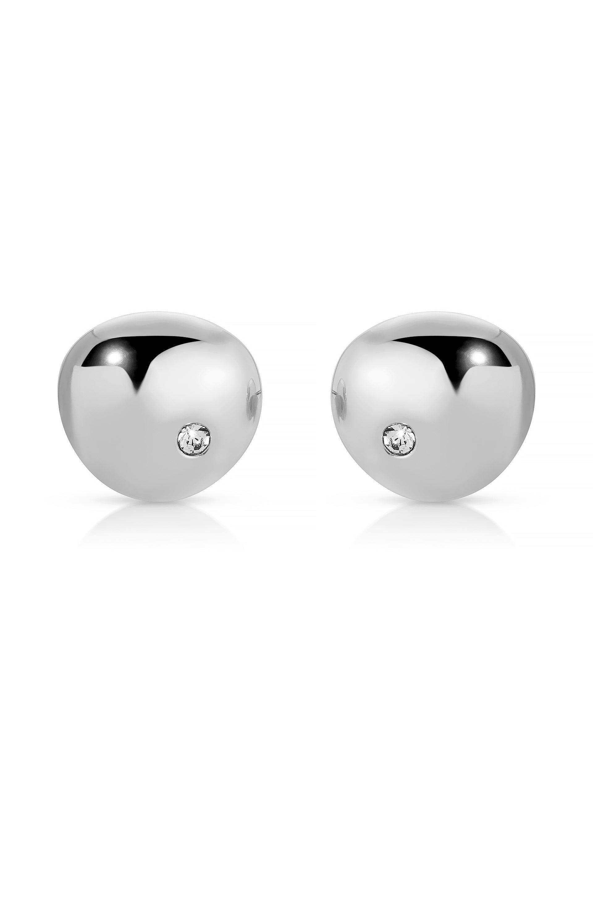 Polished Pebble Crystal Stud Earrings-Vavasi