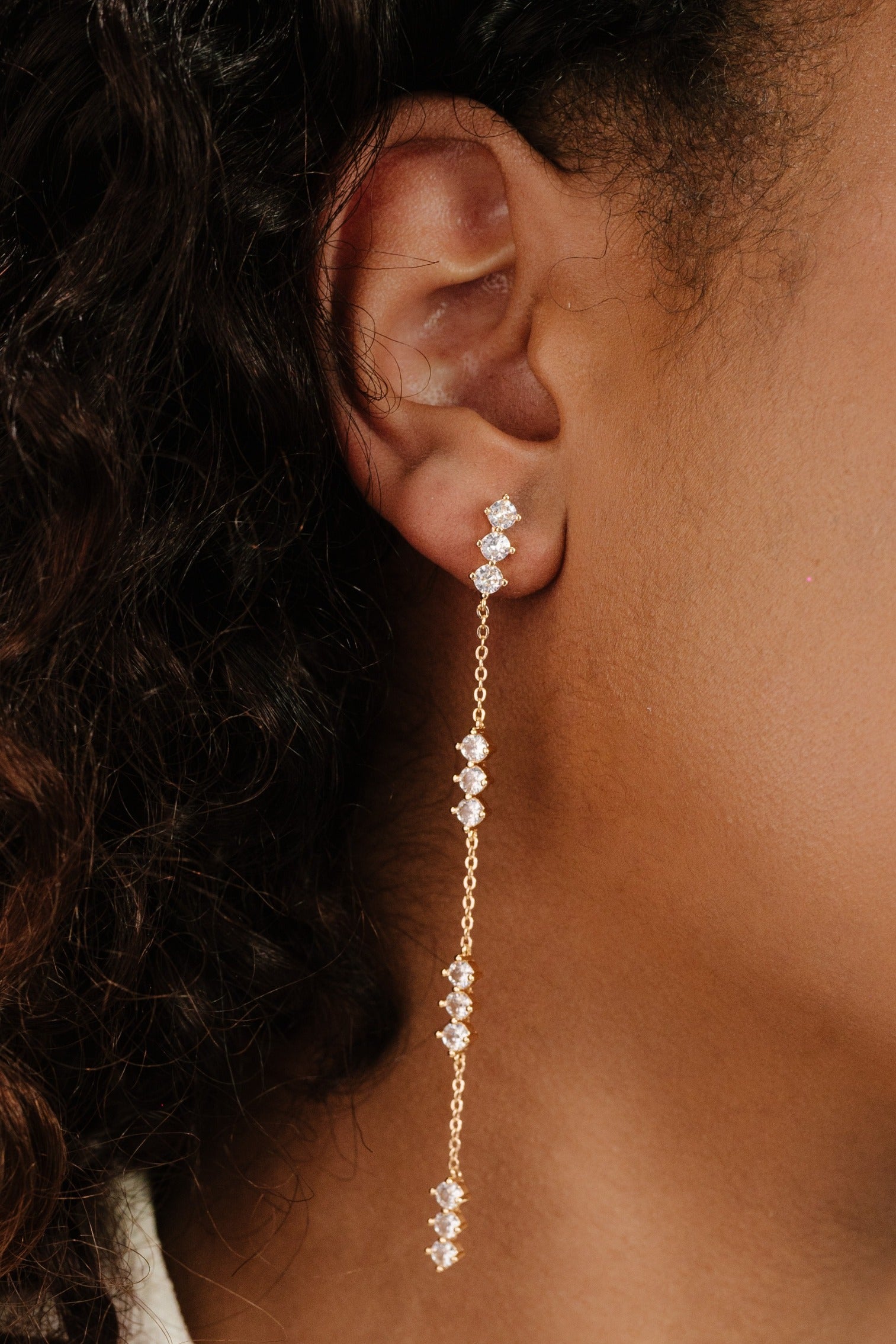 Linear Crystal Drop Earrings-Vavasi