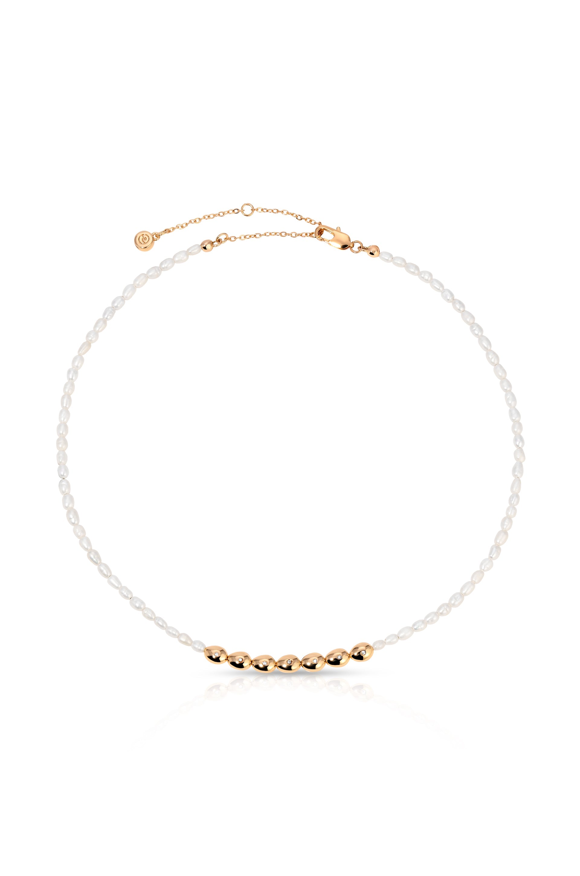 Freshwater Pearl Polished Pebble Necklace-Vavasi