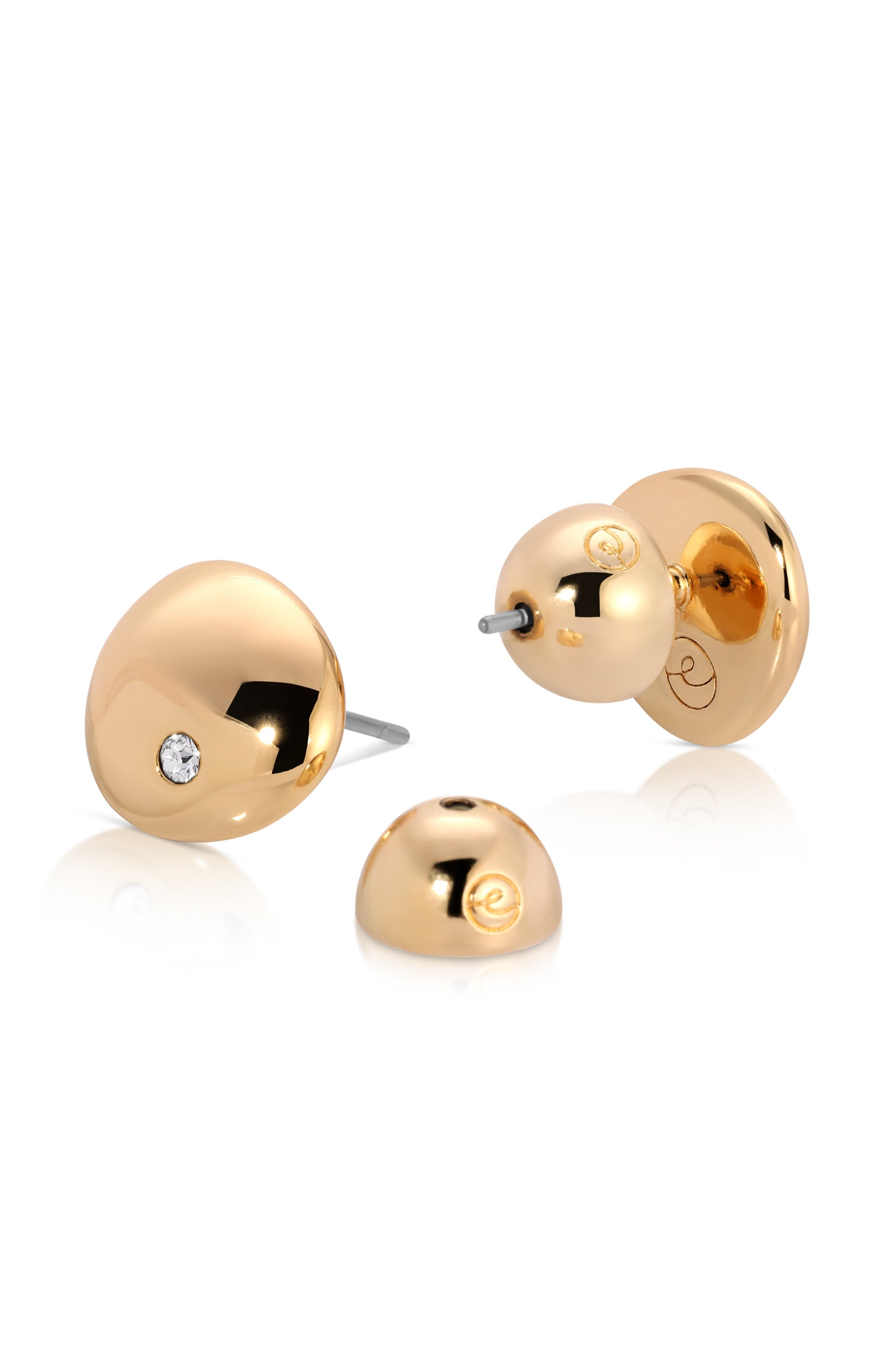 Polished Pebble Crystal Stud Earrings-Vavasi