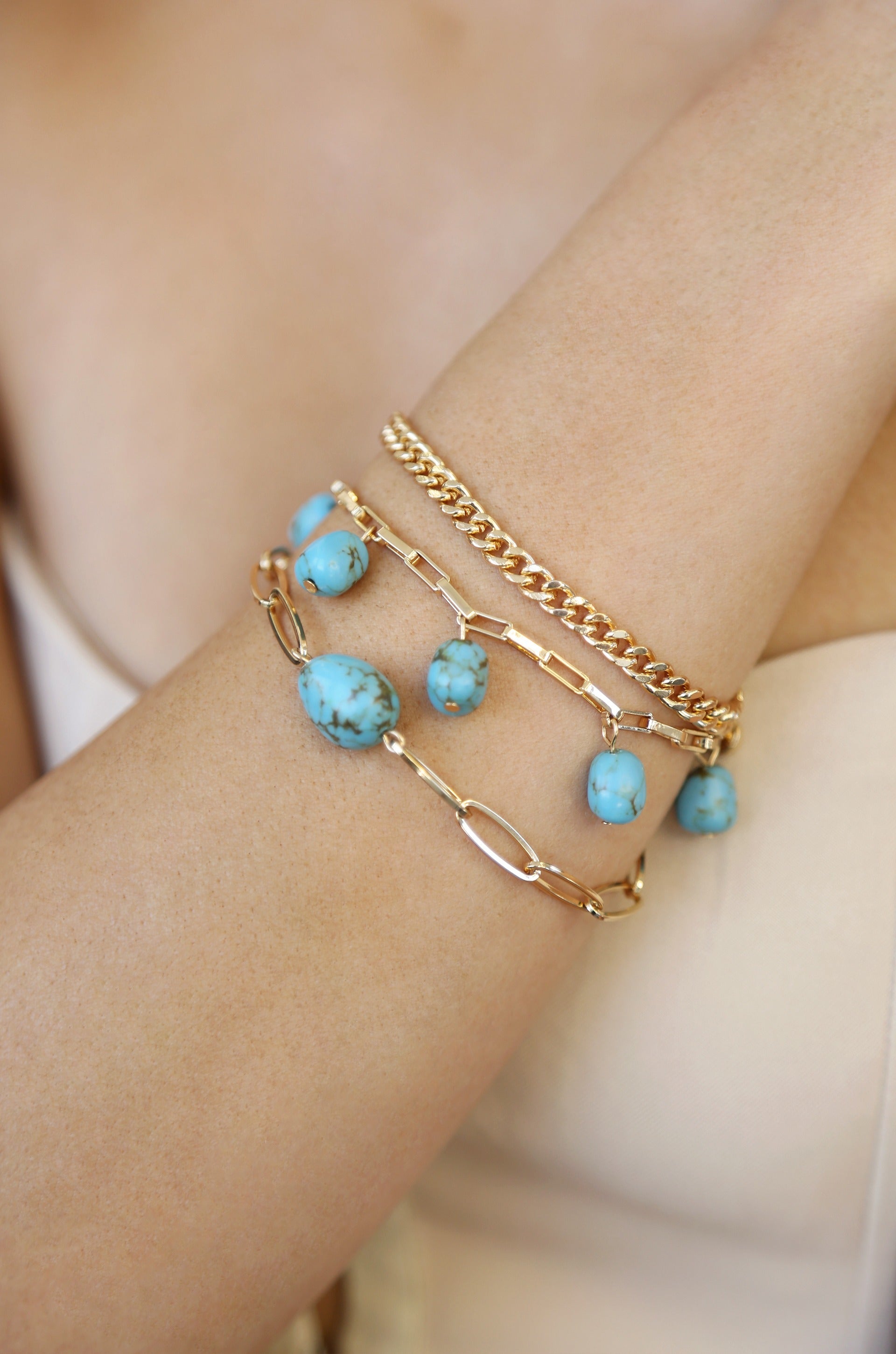 Turquoise Nugget Bracelet Set-Vavasi