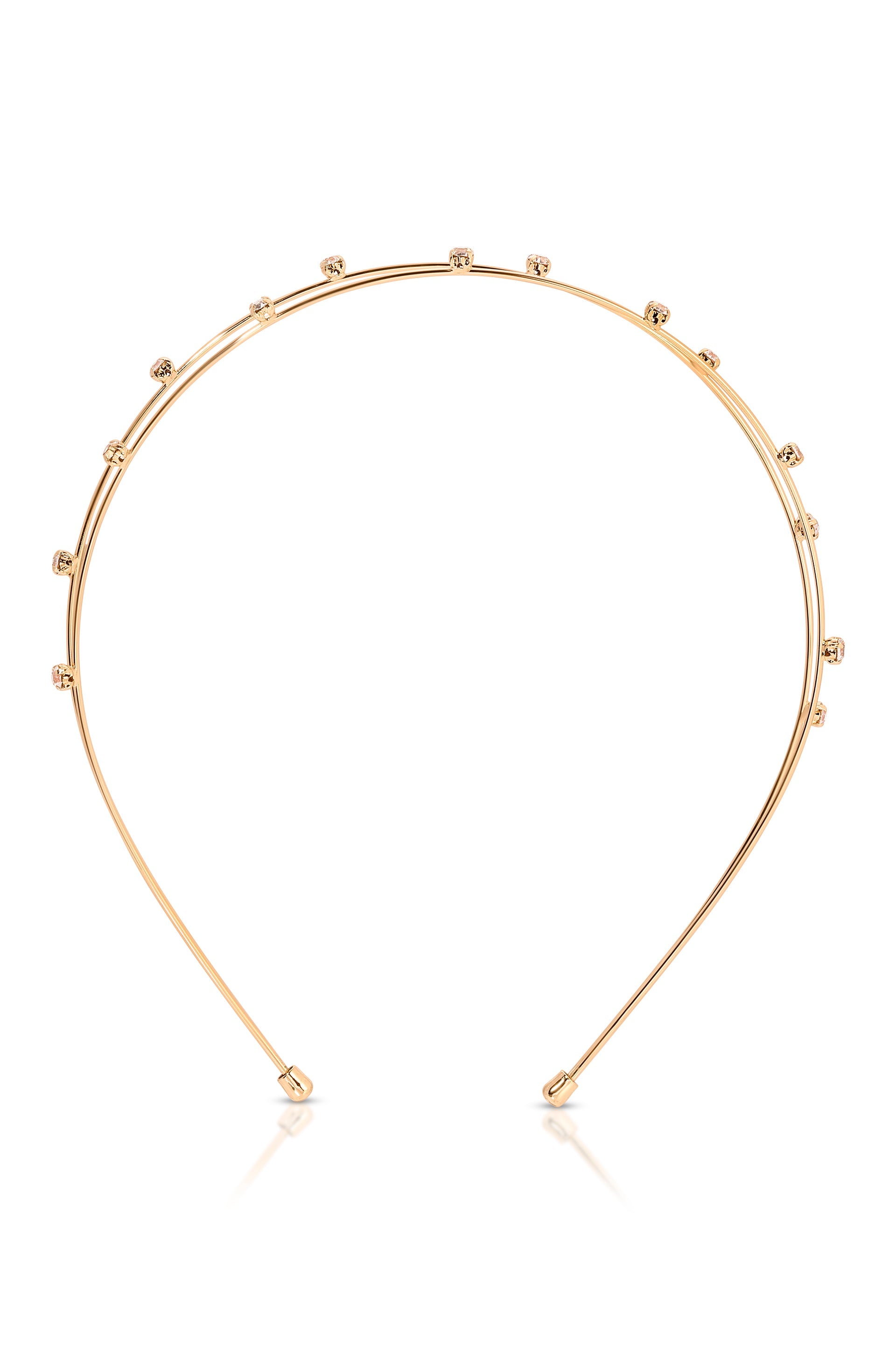 Delicate Crystal Dotted Gold Headband-Vavasi