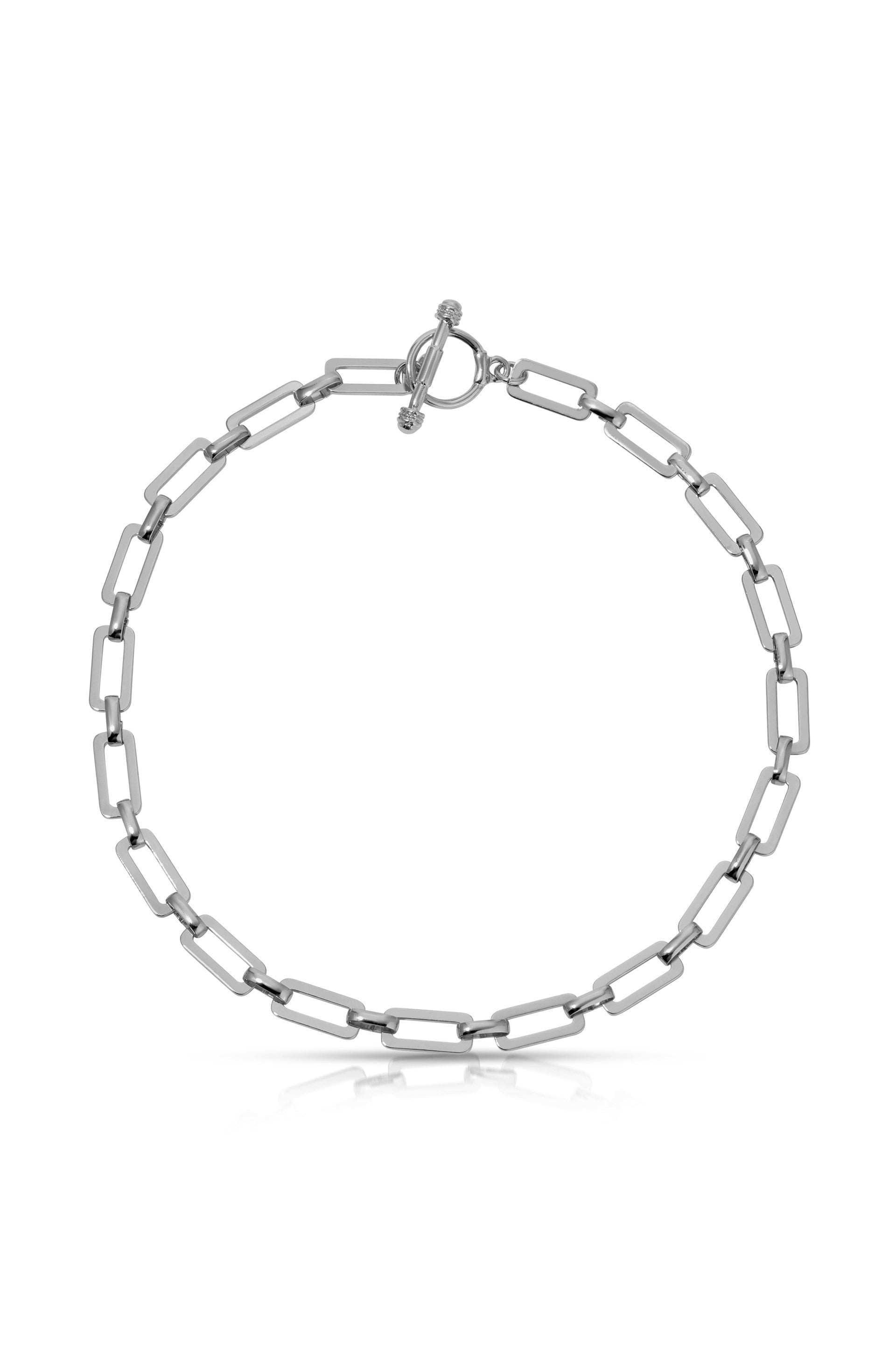 Golden Flat Rectangle Chain Necklace-Vavasi